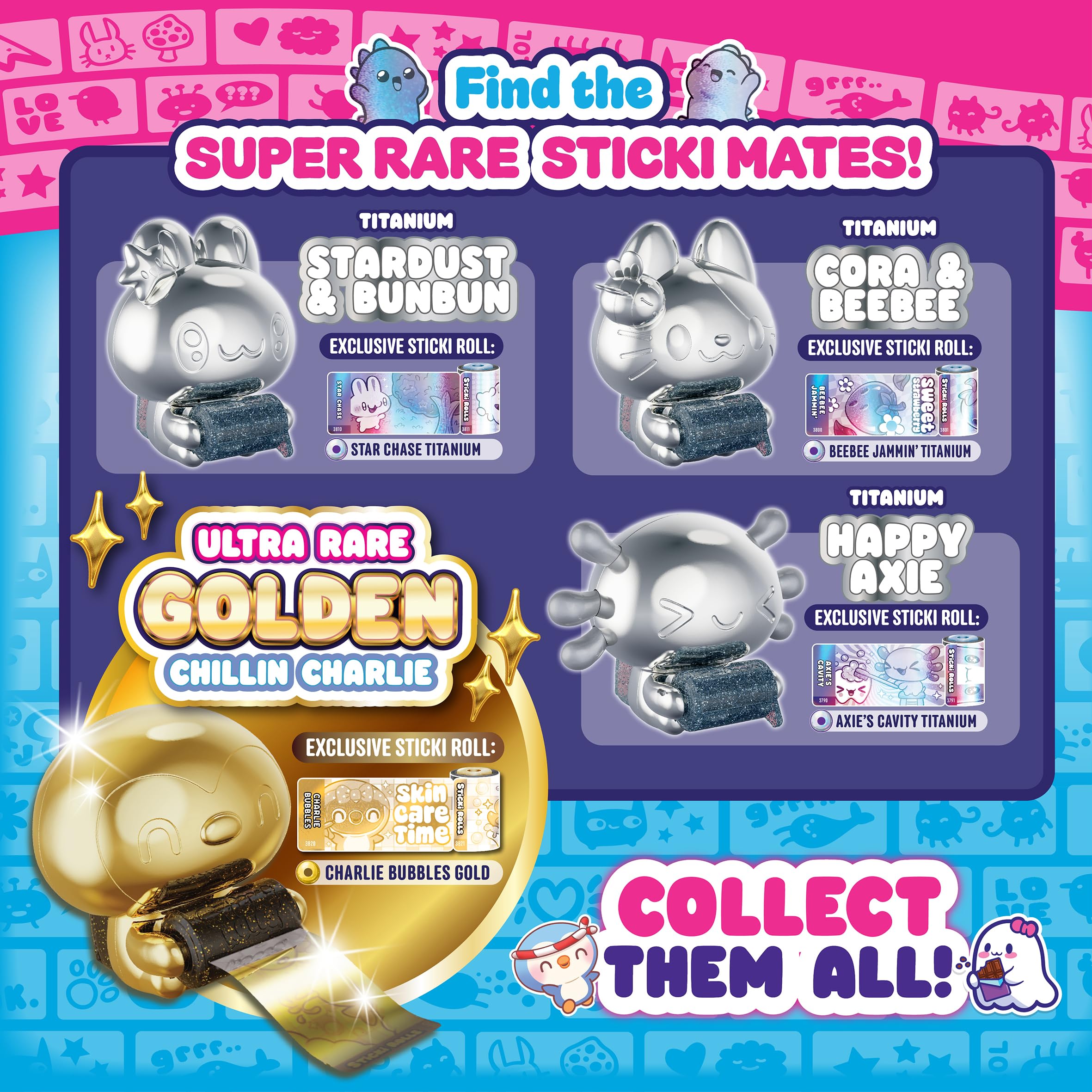 STICKI ROLLS Sticki Mates Collectible Mini Character Sticker Dispenser with 50 Stickers 6