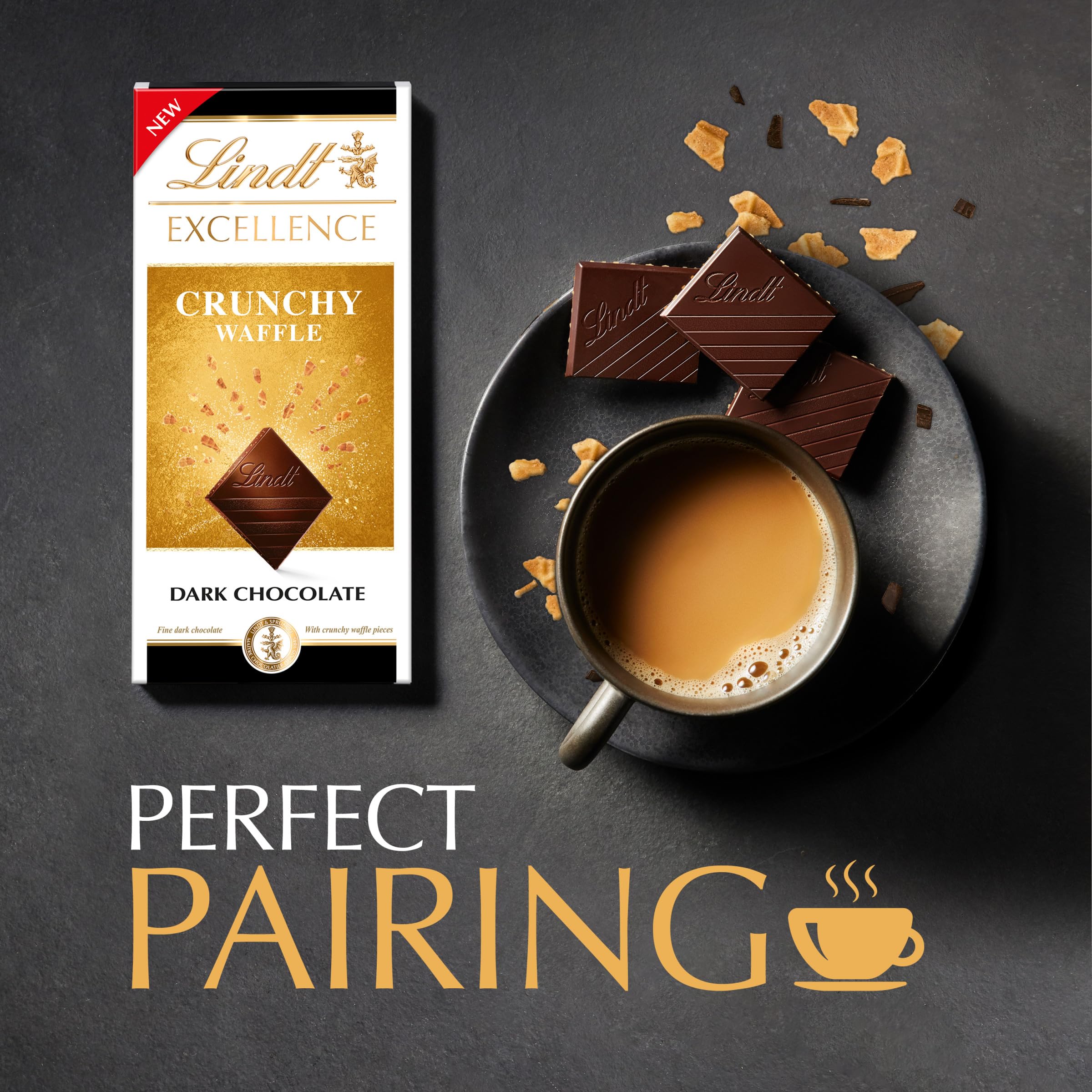Lindt - Excellence Dark Chocolate Crunchy Waffle Bar 100g 4