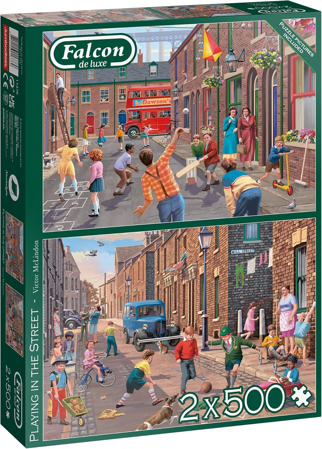 Falcon de luxe Playing in the Street - 2 x 500-Piece Jigsaw Puzzle for Adults 1