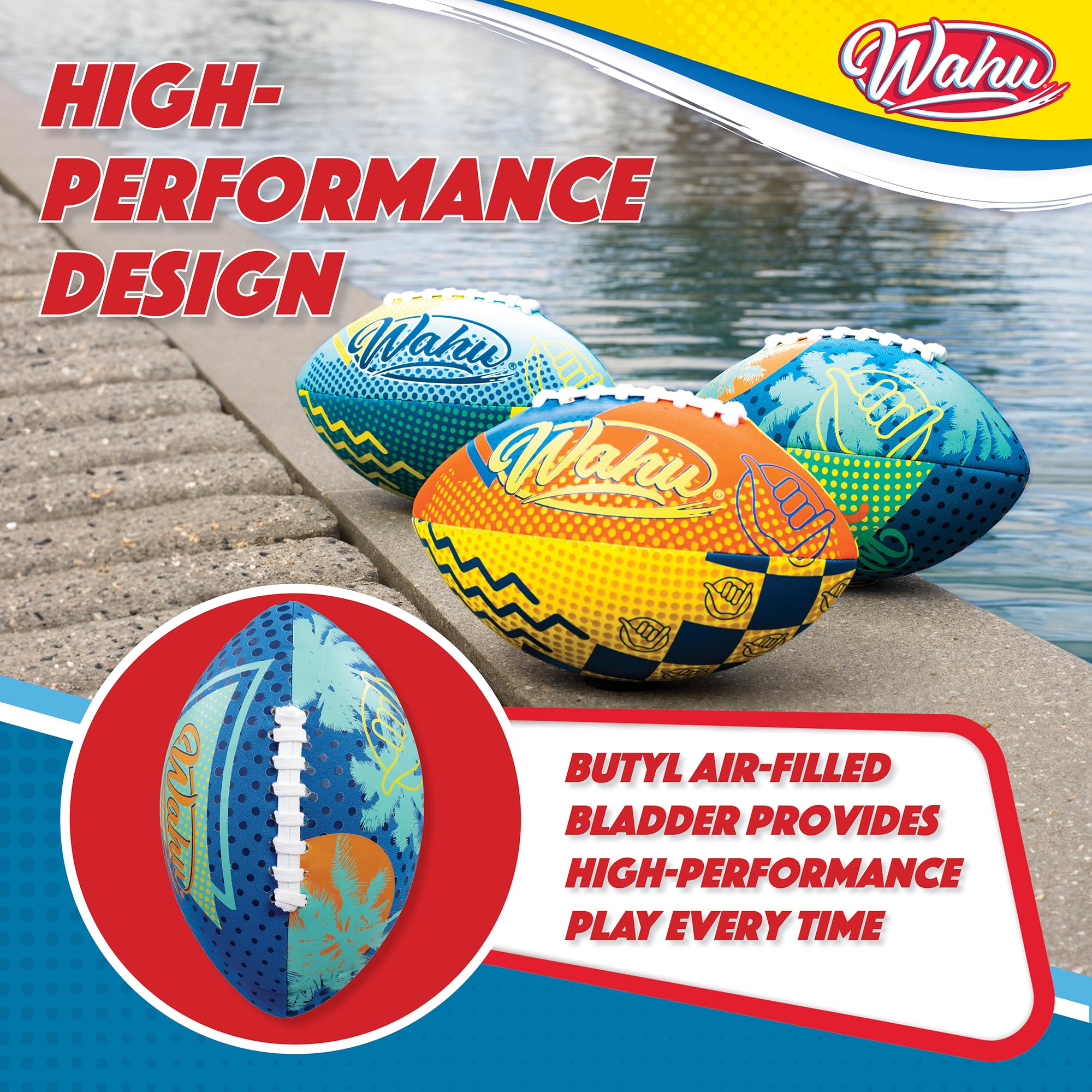 WAHU American Football - 9 Inch Size | 100% Waterproof Neoprene Cover | Multicolor 7