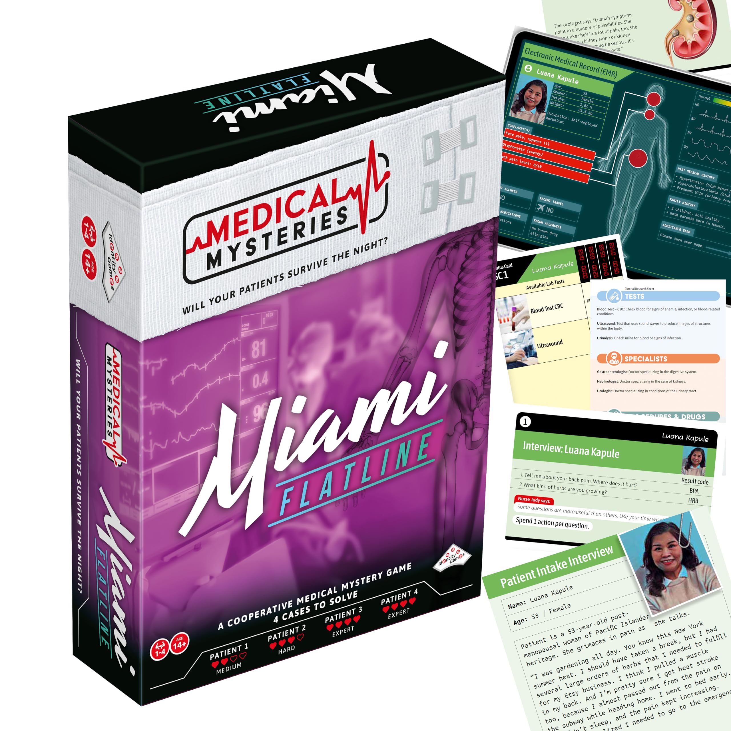 TOMY Medical Mysteries: Miami Flatline Cooperative Board Game | 1-4 Players | Ages 14+