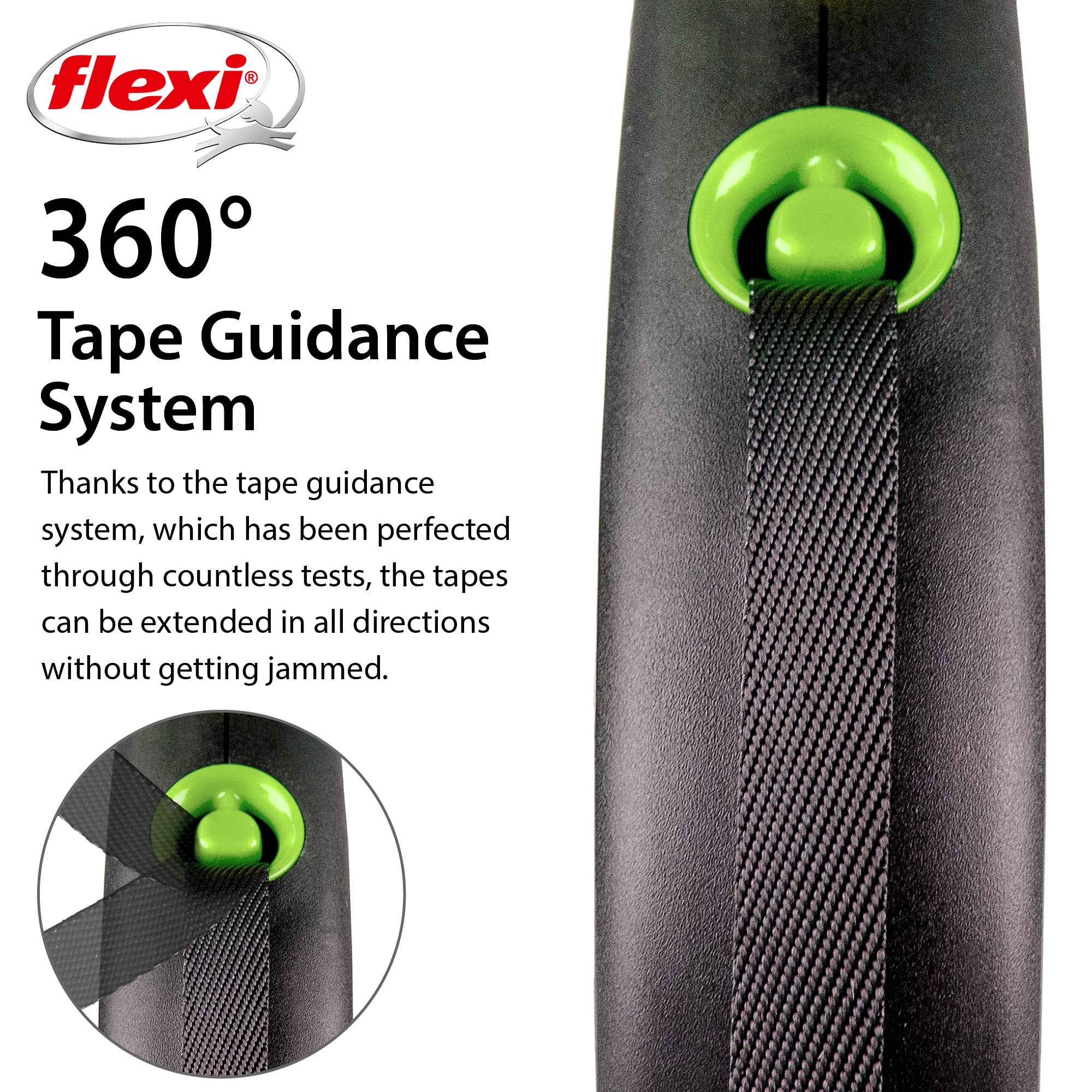 flexi Black Design M Retractable Tape Leash - 5m Length for Dogs up to 25 kg 3