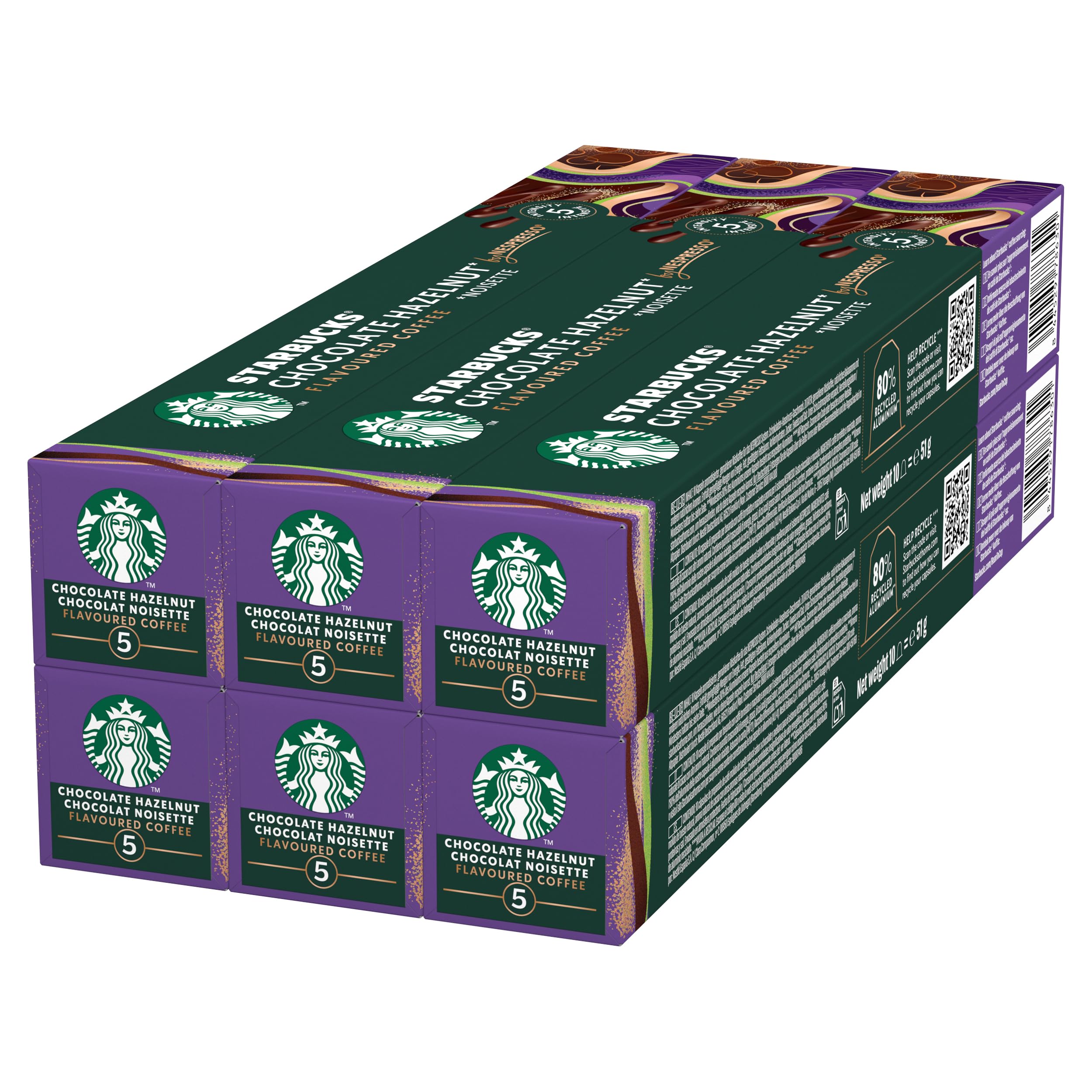 STARBUCKS Chocolate Hazelnut by Nespresso - Blonde Roast Coffee Capsules | Intensity 5 | 60 Count