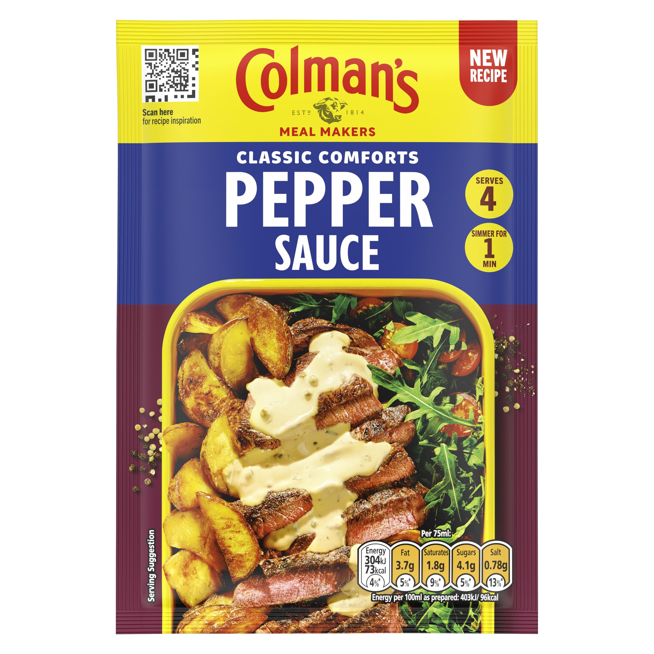 Colman's Classic Comforts Pepper Sauce Mix - Vegetarian, No Artificial Colours/Preservatives | 4 Servings 1