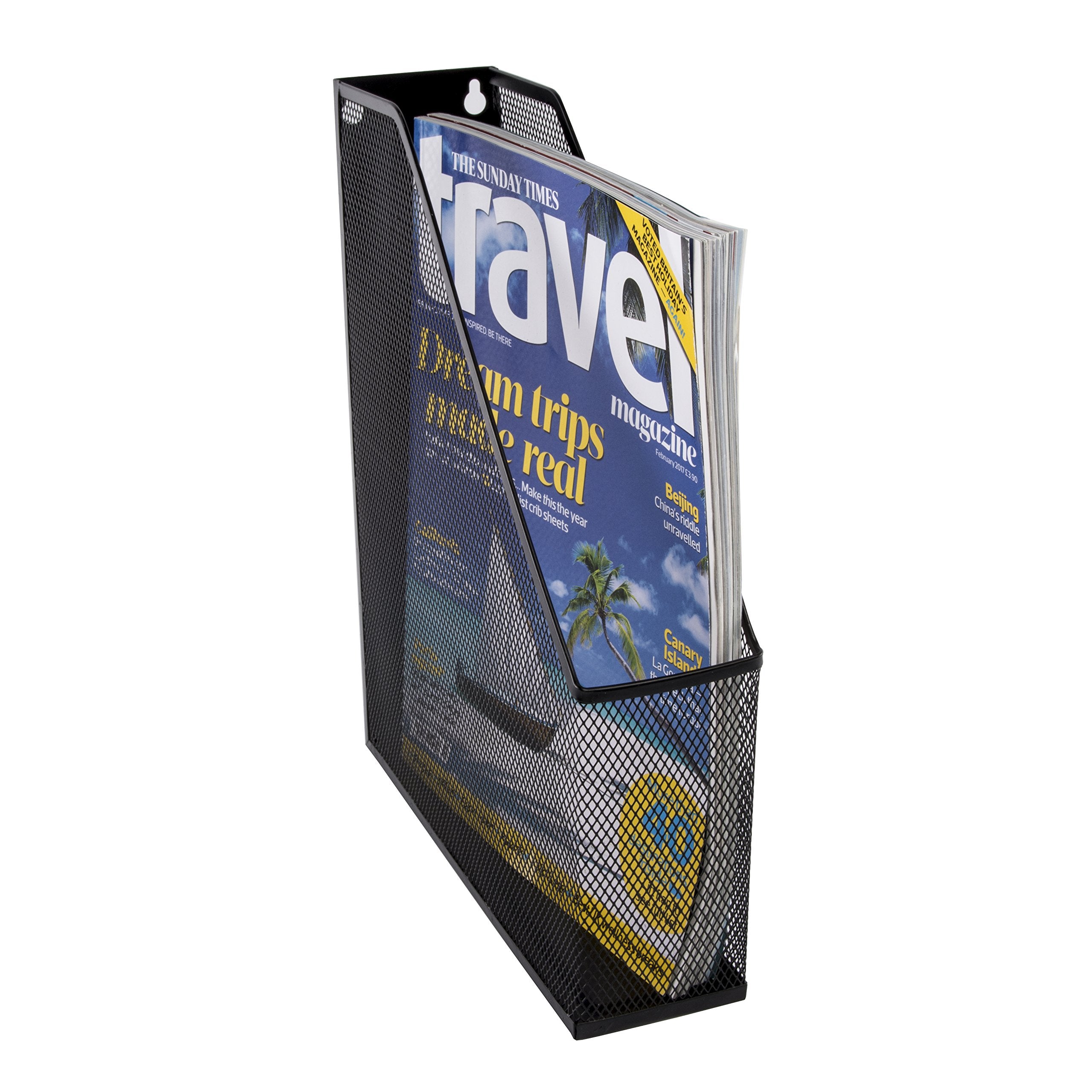 Osco Black Wiremesh Magazine Rack - Durable Steel Mesh Storage | Stackable | H320 x W75 x D250 mm 3