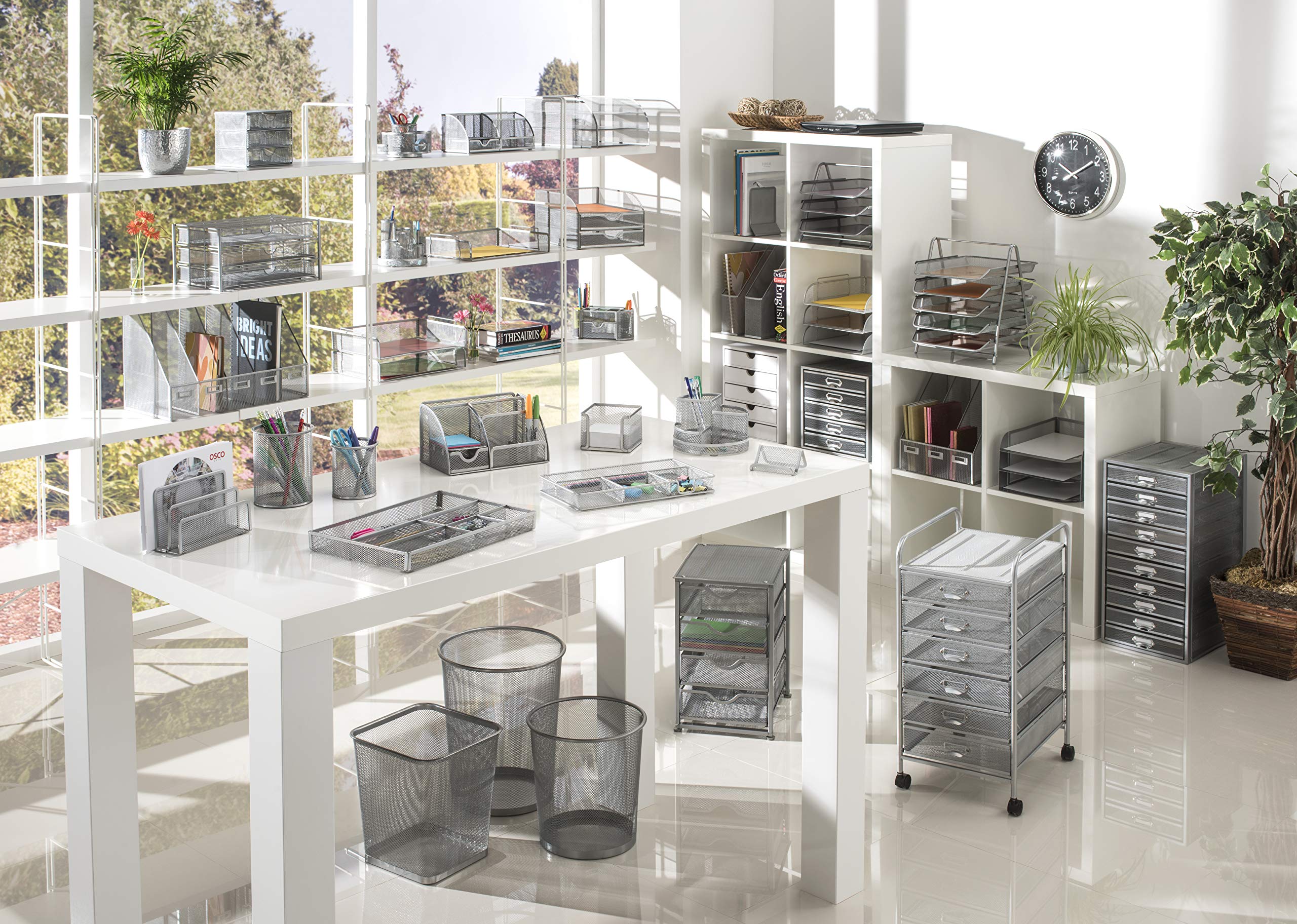 Osco Wiremesh Magazine Rack - High-Density Steel Storage | Silver | Freestanding 6