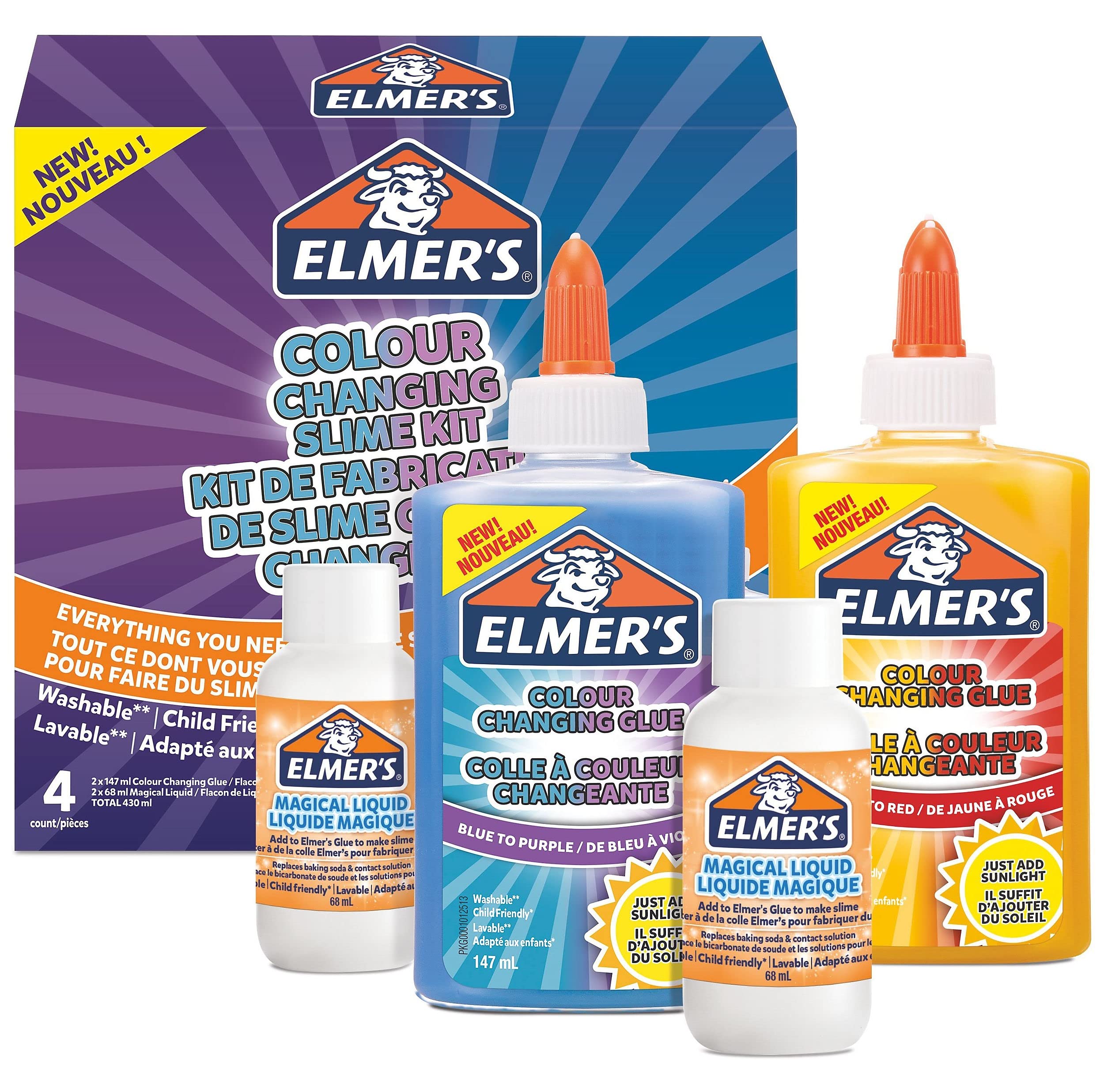 Elmer's Colour Changing Slime Kit - UV Reactive Slime Supplies for Kids 5