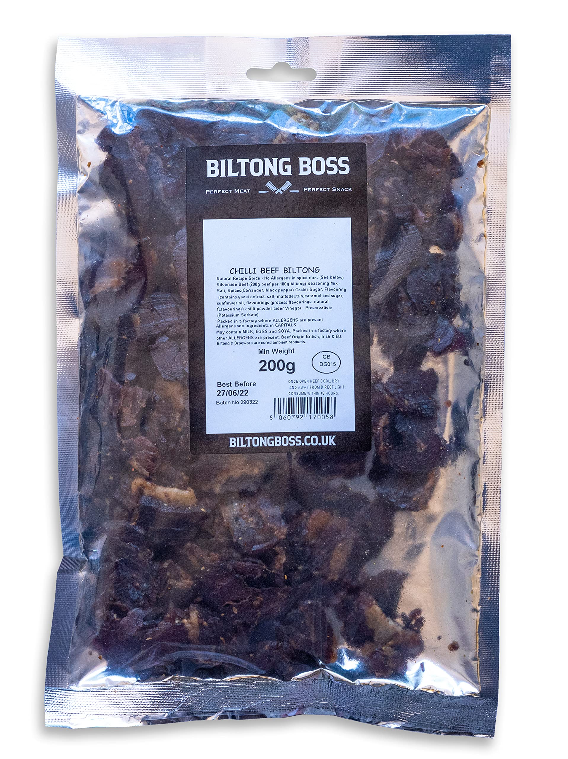 Biltong Boss Chilli Beef Biltong - High Protein Snack | 45.2g Protein per 100g | 200g Bag 1