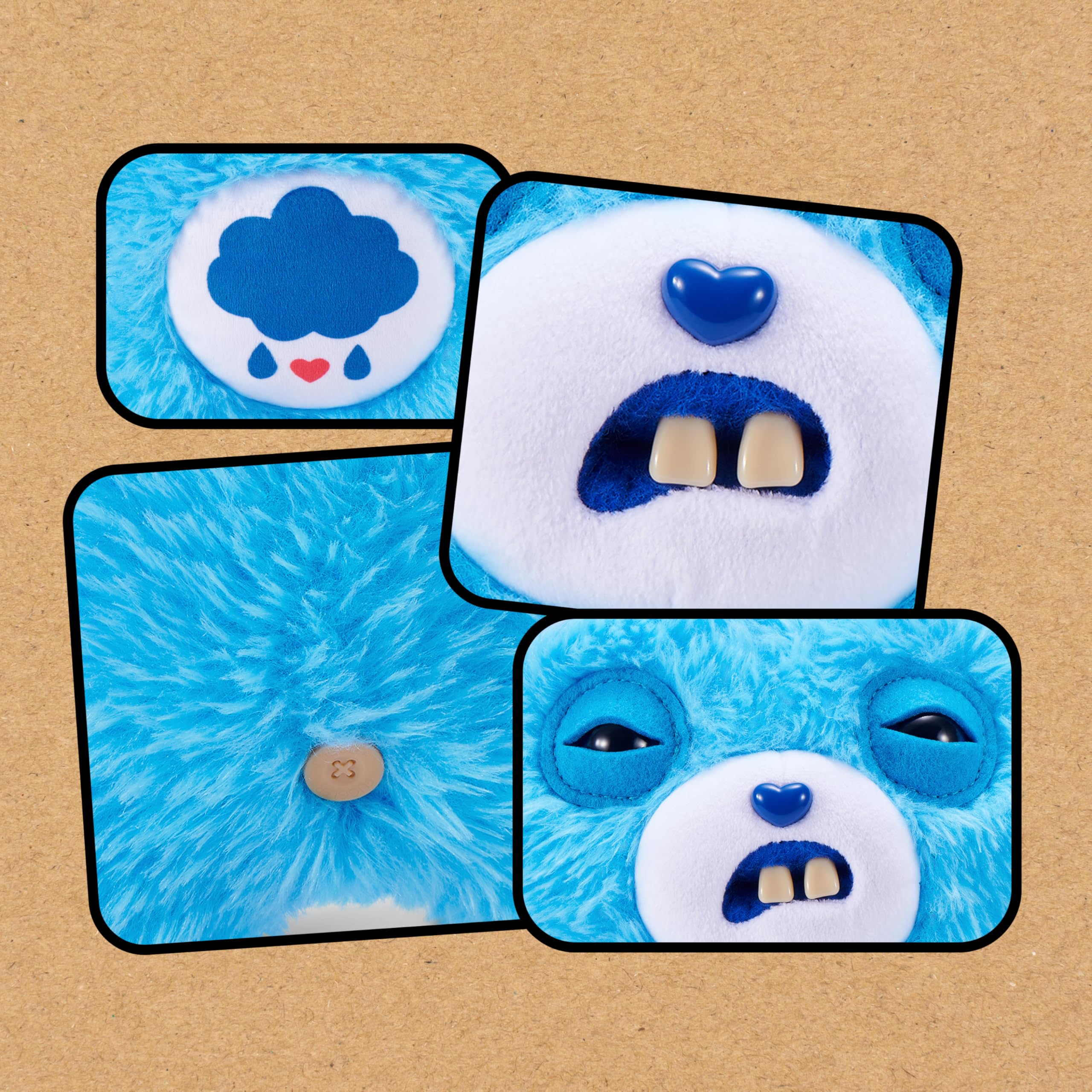 Fuggler Care Bears 9-Inch Plush Toy - Grumpy Bear | Human-Like Teeth | Ages 4+ 5