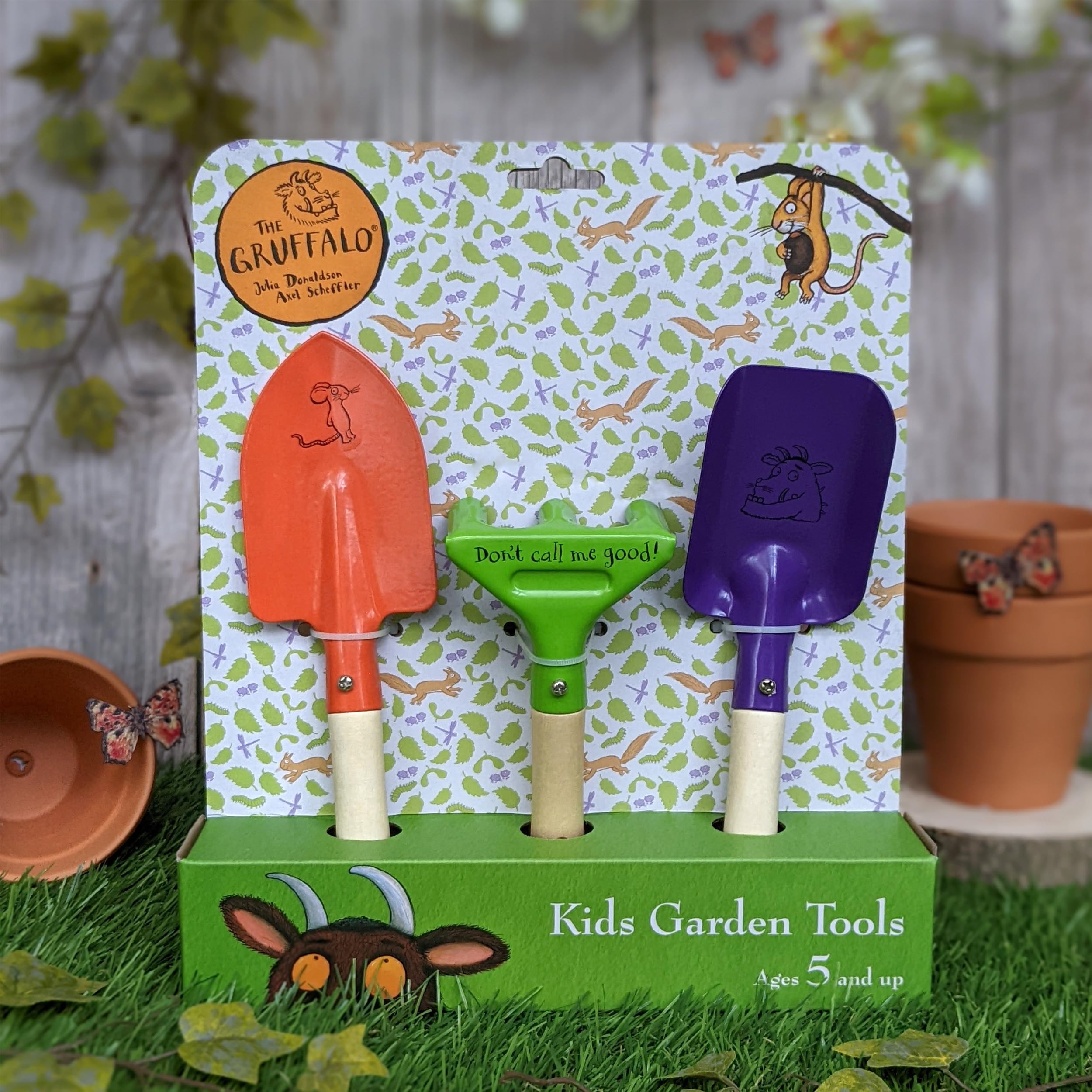 Robert Frederick Gruffalo Children's Garden Tool Set - 3 Piece Metal Tools with Wooden Handles | Multicoloured 3
