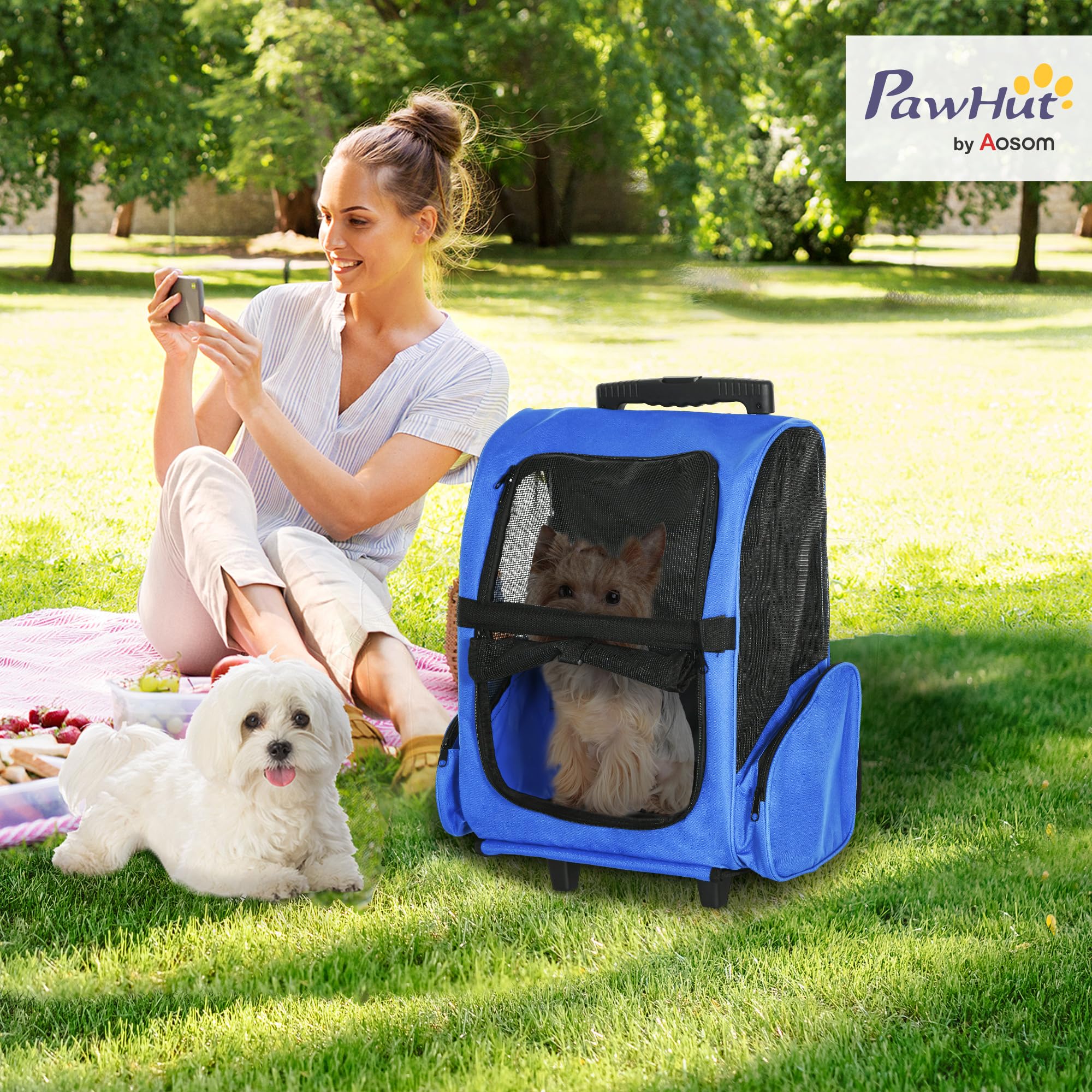 PawHut Pet Travel Backpack - 2-in-1 Trolley & Backpack Design | Water-Resistant | For Pets Under 4kg