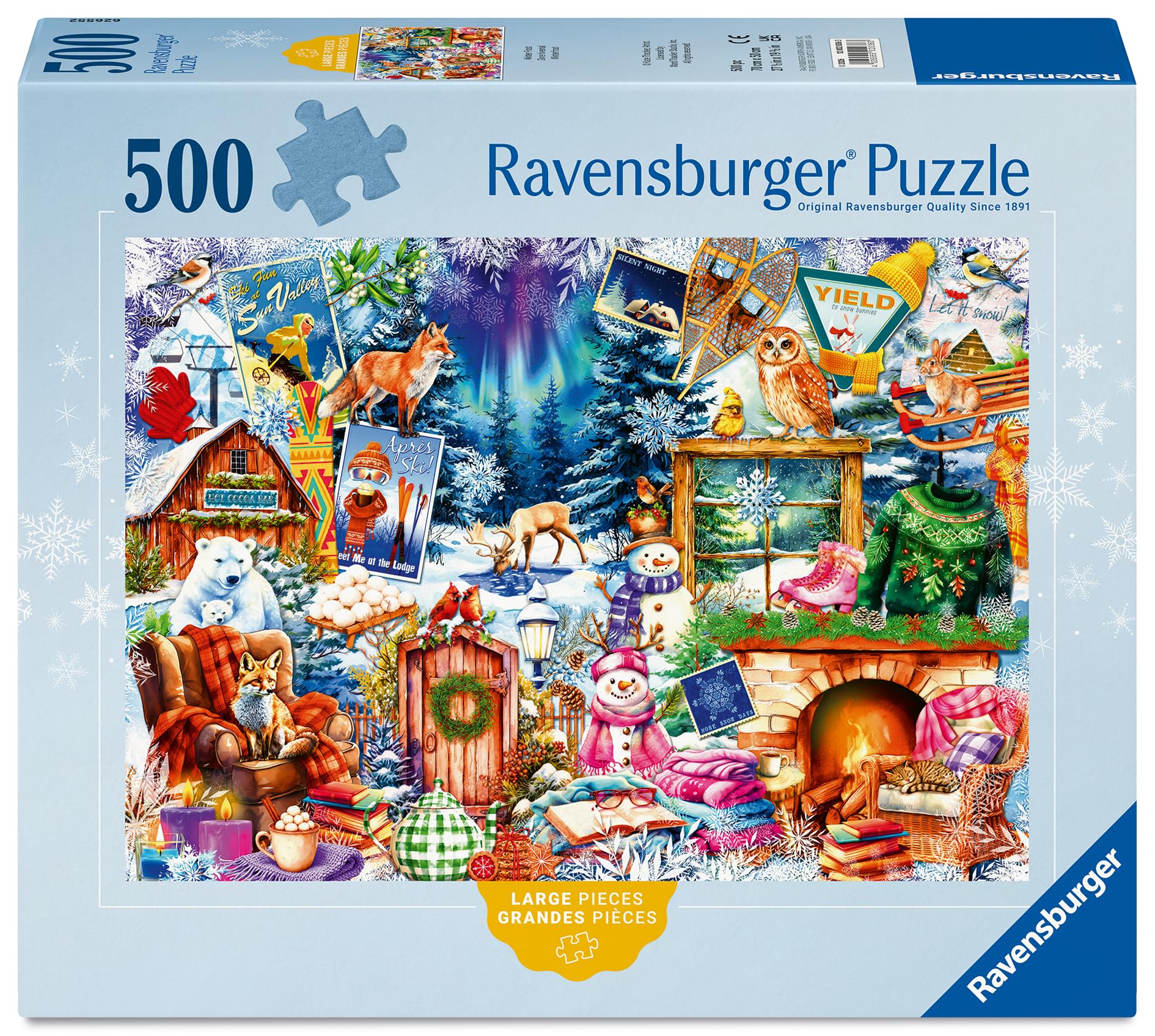 Ravensburger Winter Mountain Village Jigsaw Puzzle - 500 Pieces, Large Format 2