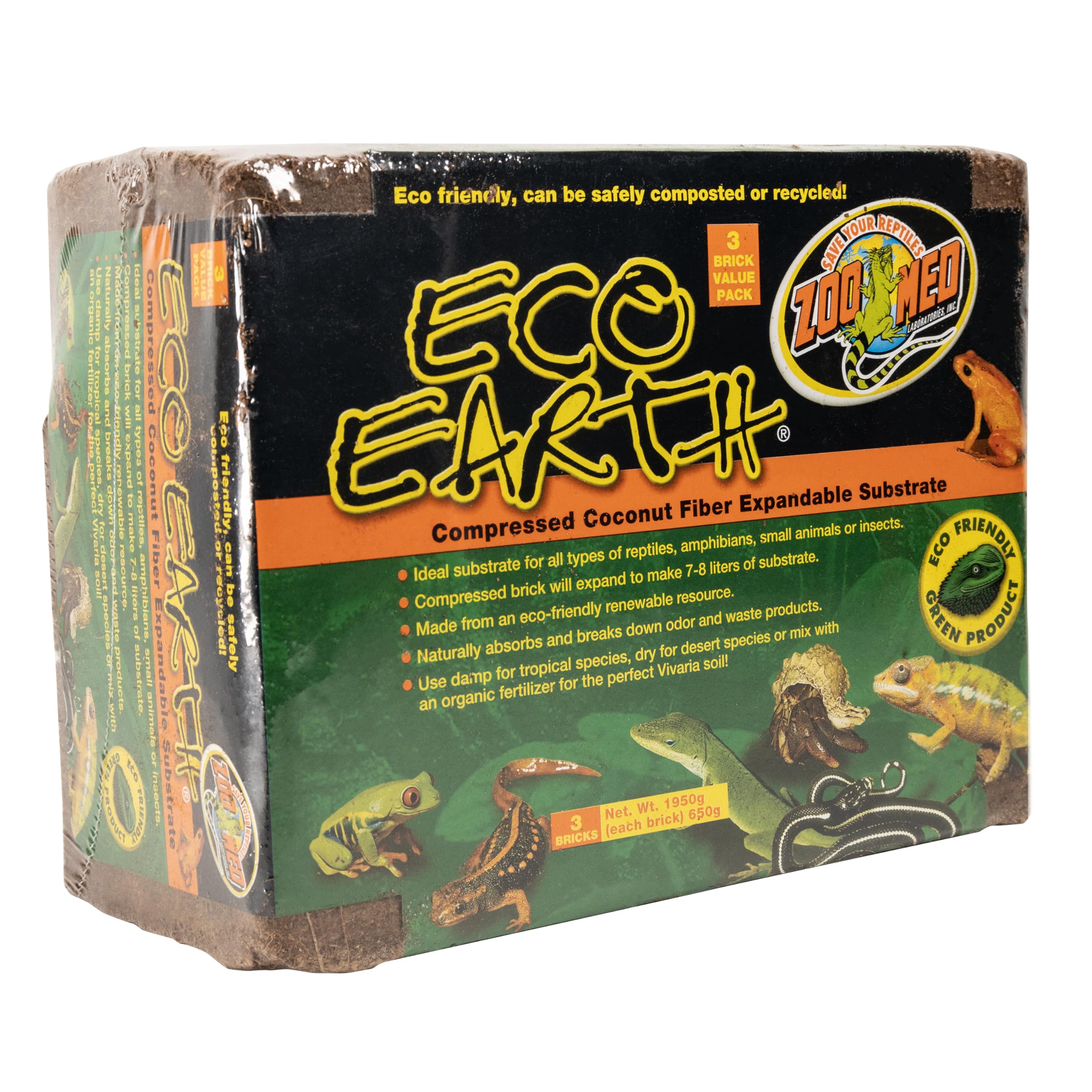 Zoo Med Eco Earth Compressed Coconut Fiber Substrate - 3 Pack 1