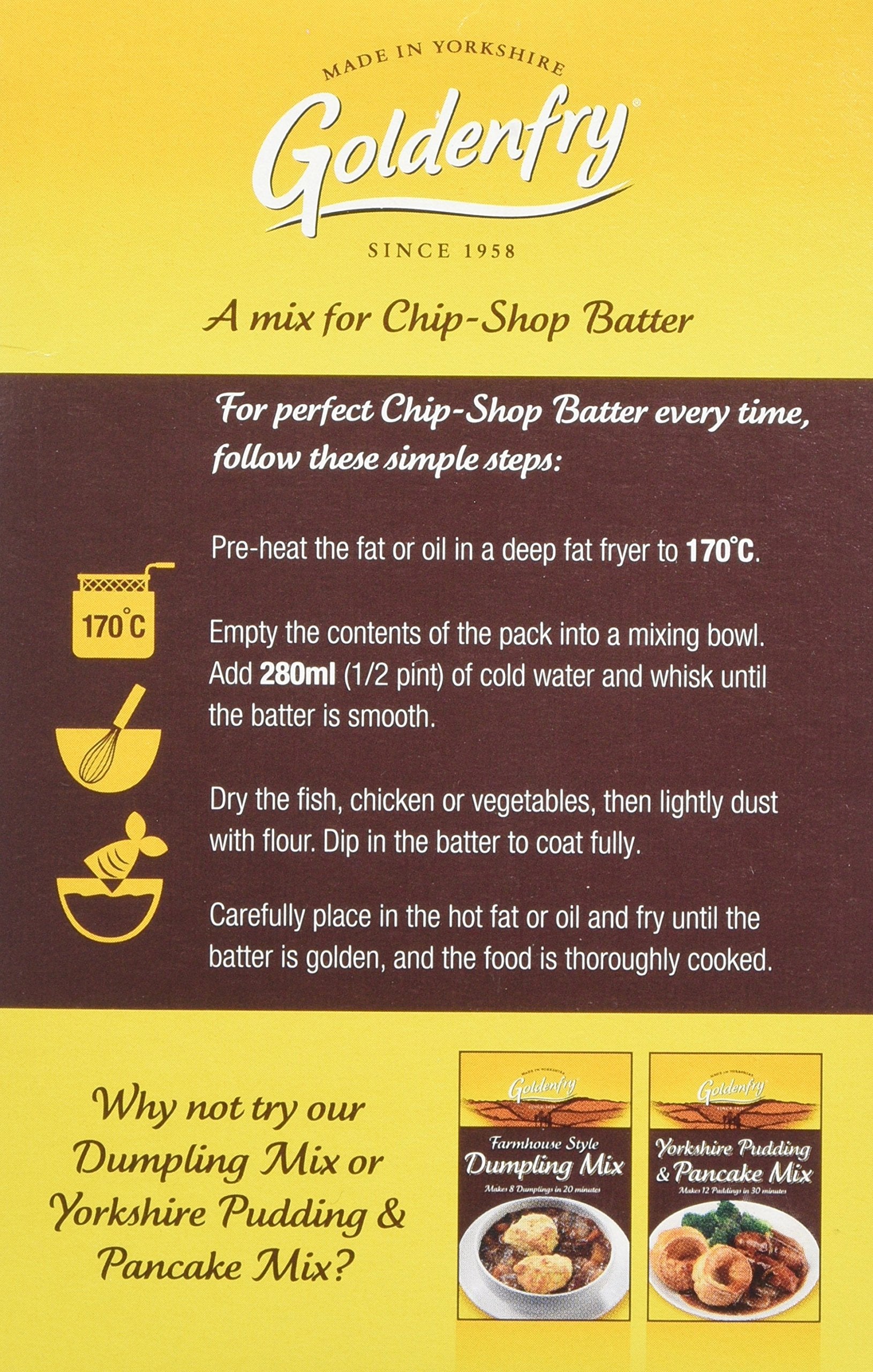 Goldenfry Original Chip-Shop Batter Mix - Light & Crispy | 170g Pack of 12