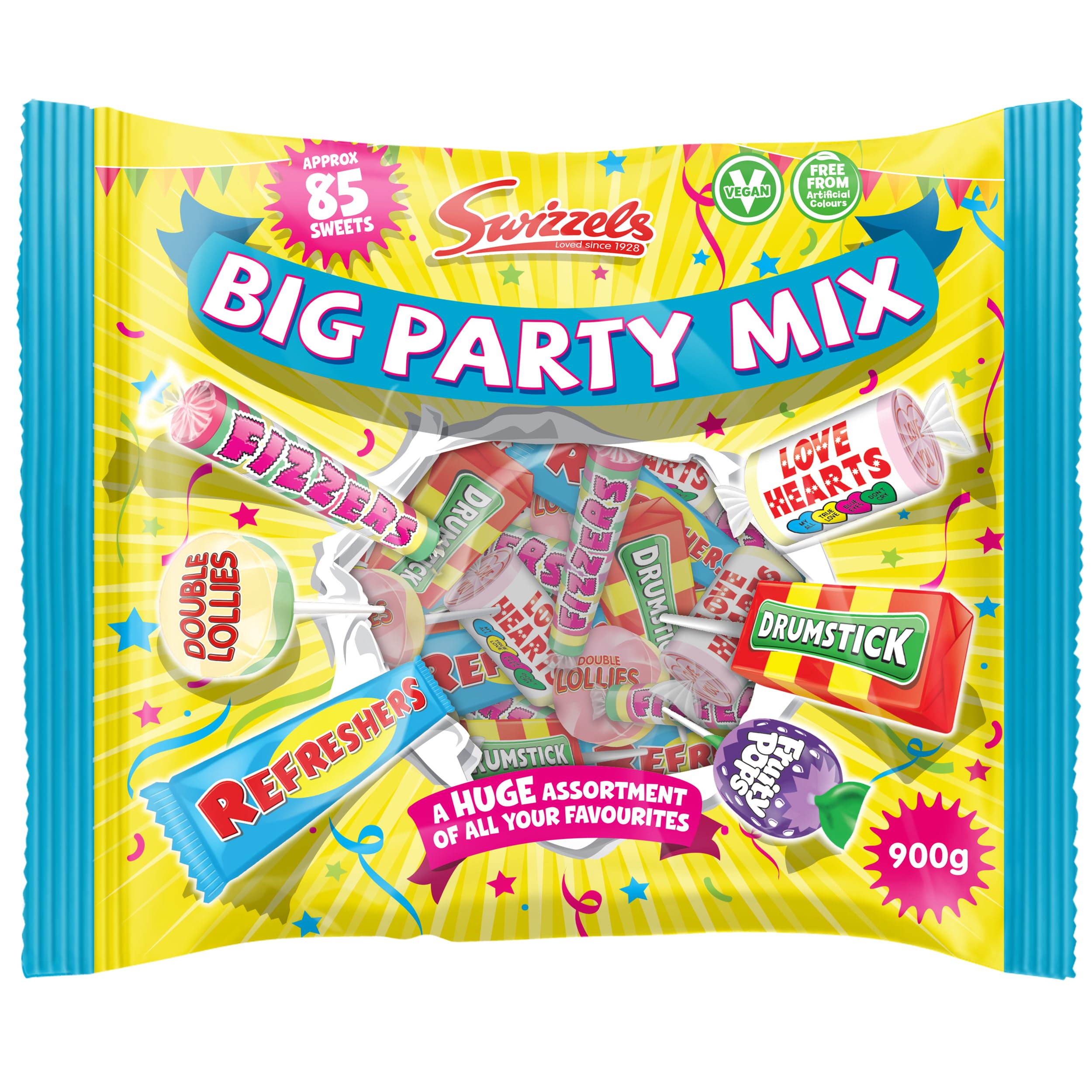 Swizzels Big Party Sweets Mix Bag - 900g Assortment | Vegan Friendly | 85 Sweets 1