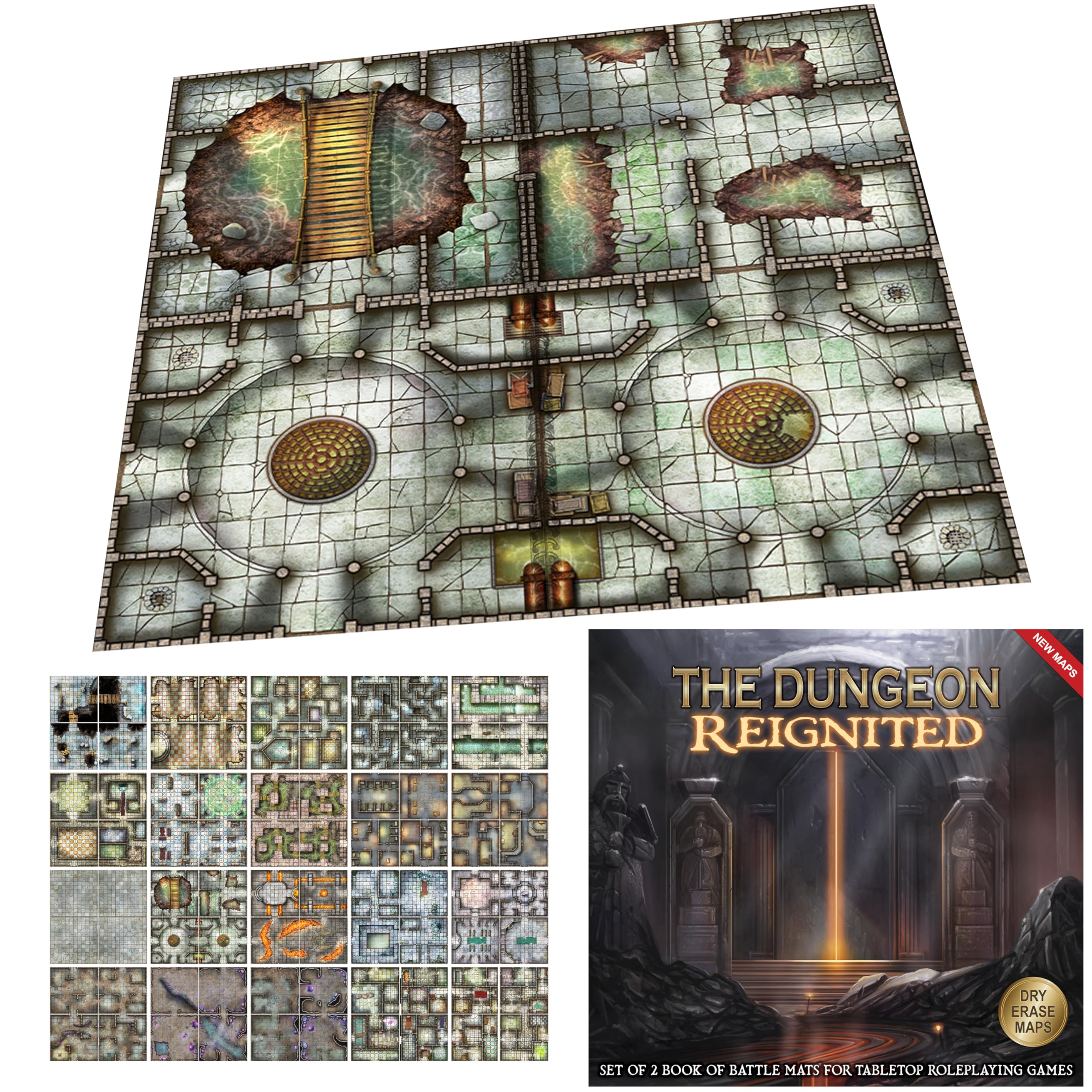 Loke BattleMats The Dungeon Reignited Set Of 2 Books Of Battle Mats - RPG Encounter Maps | 80 Pages | 14+