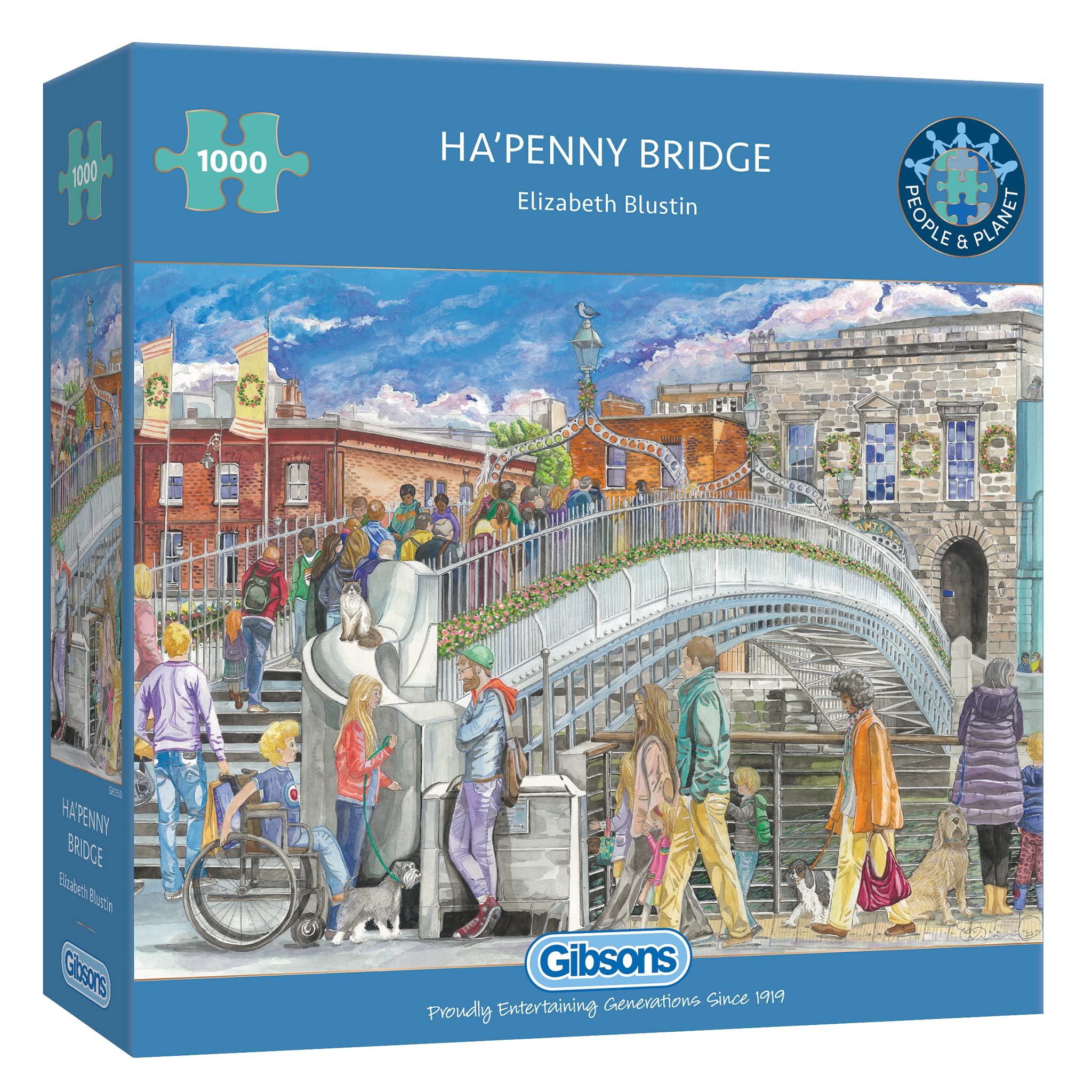 Gibsons Ha’penny Bridge 1000 Piece Jigsaw Puzzle | Dublin Landmark | Eco-Friendly Recycled Board