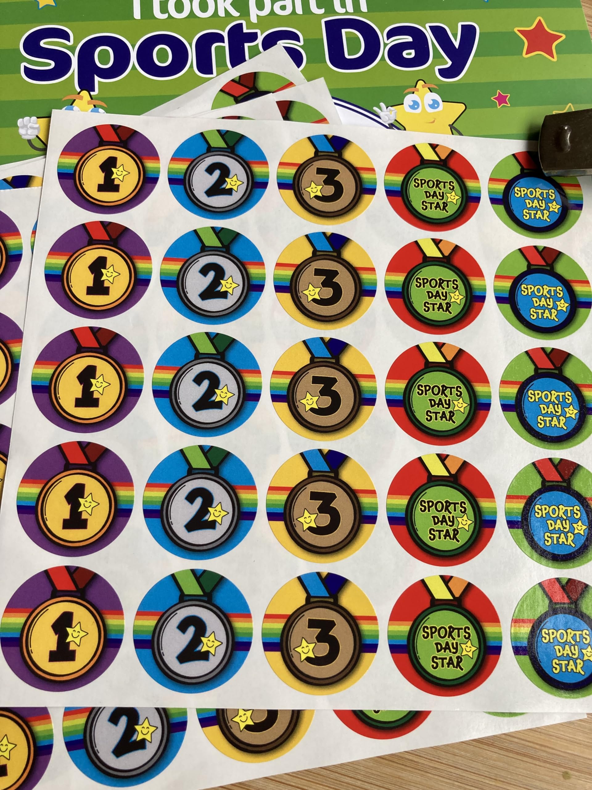 SuperStickers Sports Day Stickers Variety Pack - 1st, 2nd, 3rd & Star | 125 Stickers, 28mm 3
