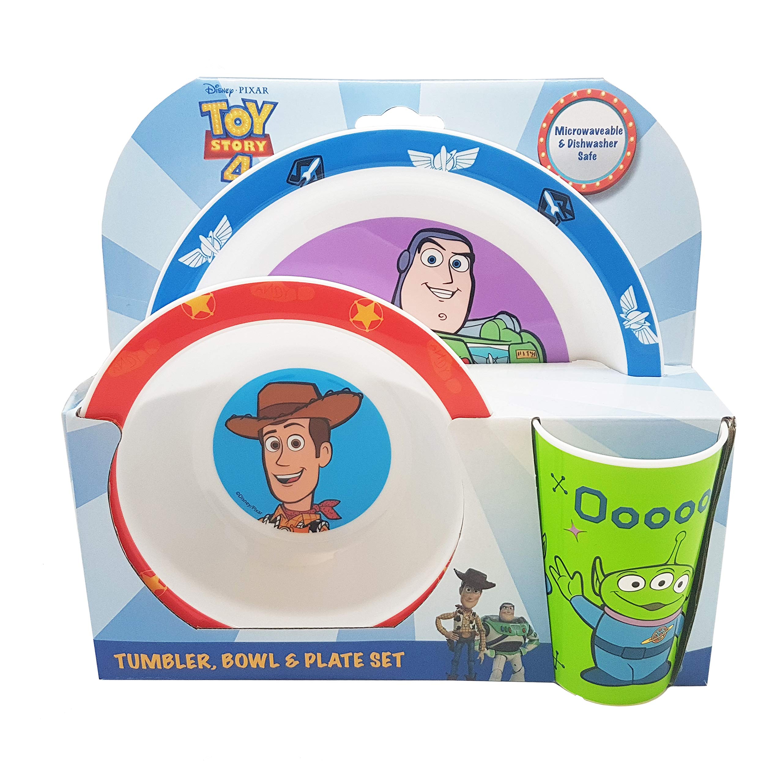 Disney Toy Story Kids Tableware Set - 3 Piece Reusable PP Plate, Bowl & Cup Set | 36 Months+
