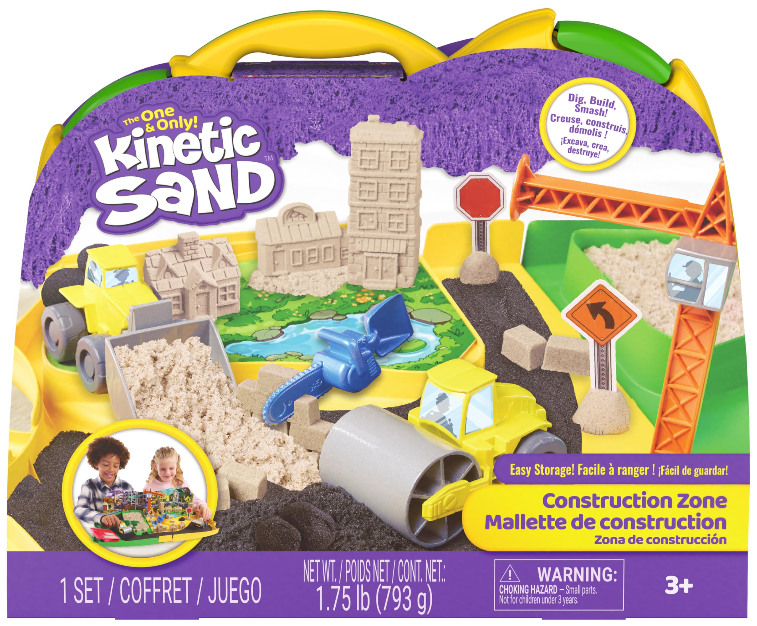 Kinetic Sand Construction Zone - Moldable Play Sand Sensory Toys for Ages 3+ 1