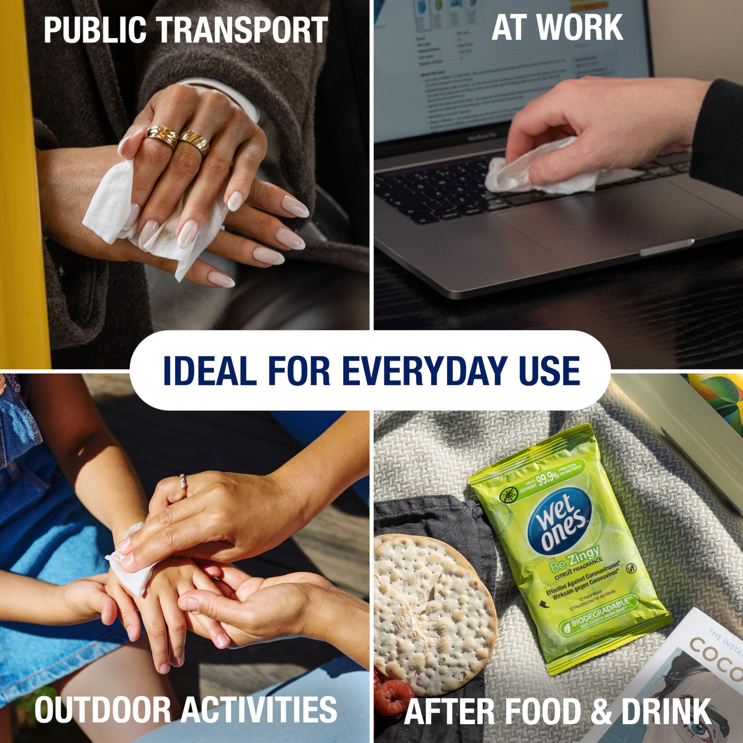 Wet Ones Plastic Free Antibacterial Pocket Size Hand Wipes, Citrus Scent, 144 Count 4