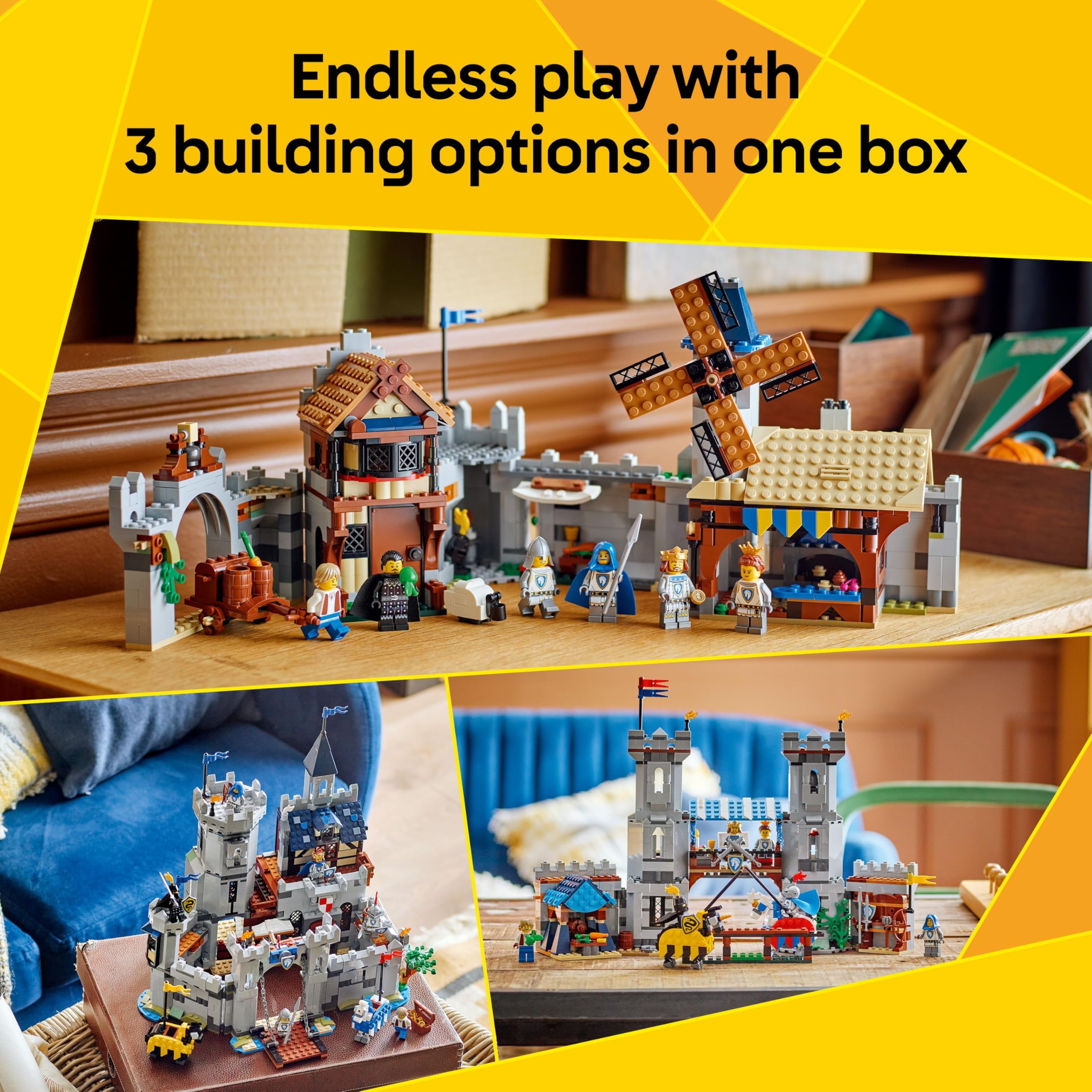 LEGO Creator 3in1 Medieval Horse Knight Castle Toy (Model 31168) | 1371 Pieces | Ages 9+ 3