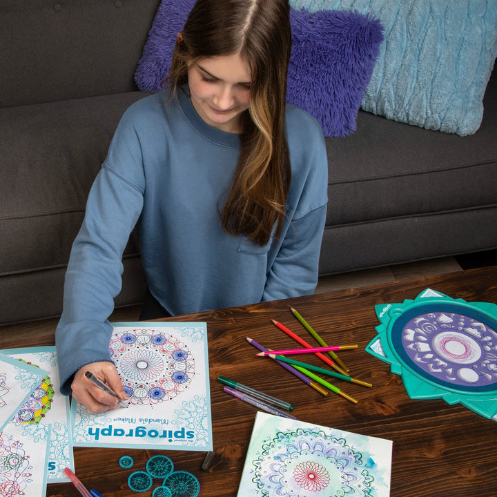 Mandala Spirograph Set - Create Artistic Designs with 15-Piece Kit for Ages 8+