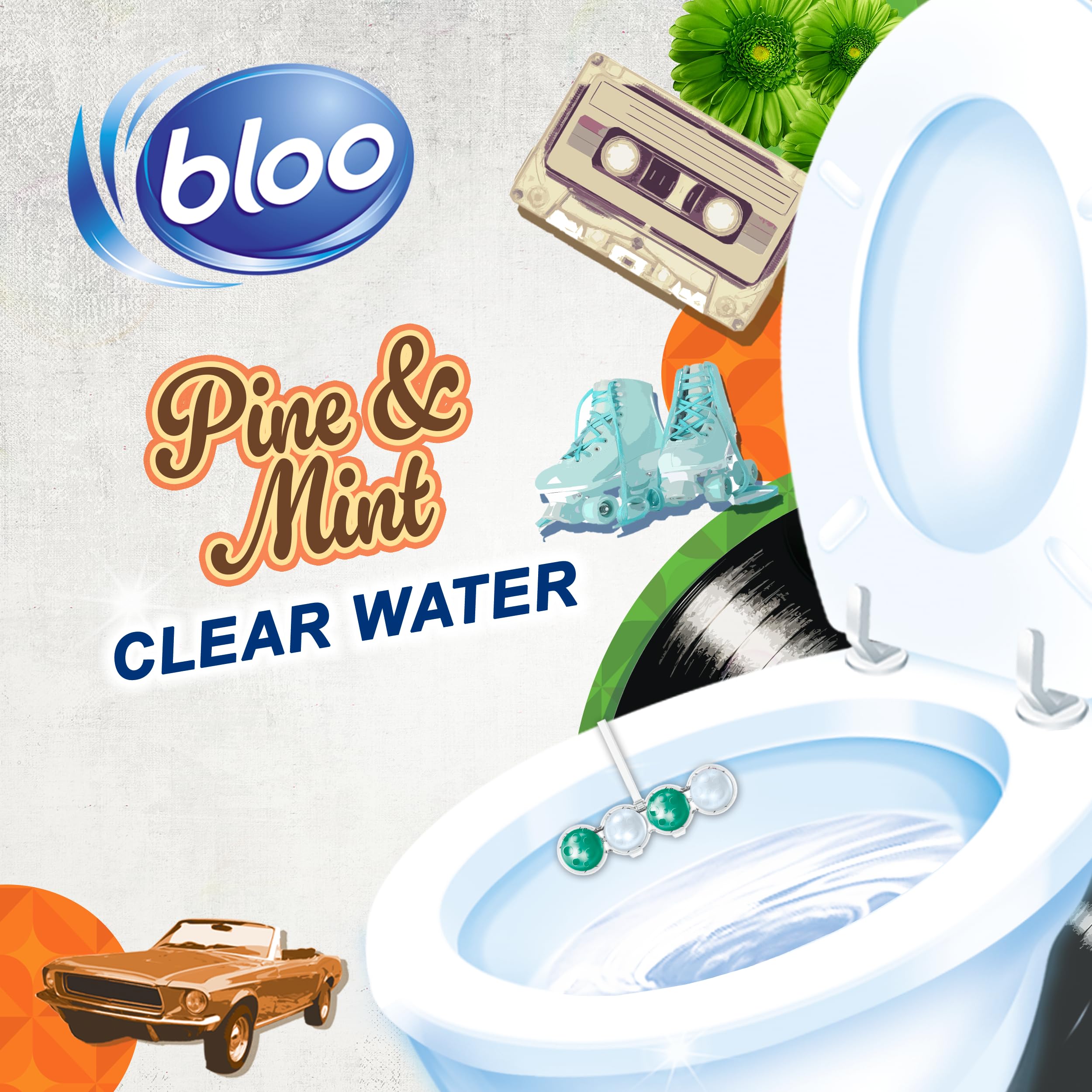 Bloo - Toilet Rim Block Retro Pine (50g) with Pine & Mint Scent 4