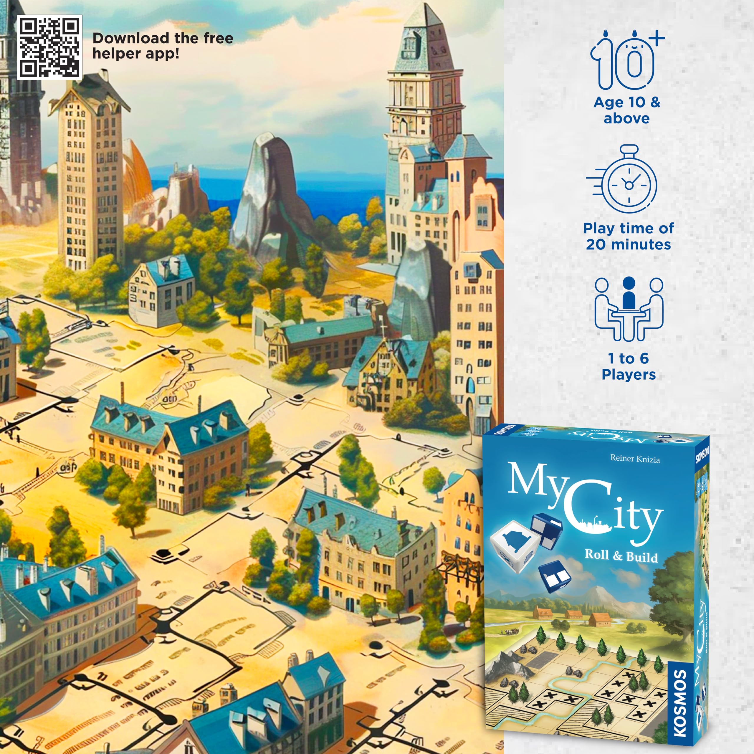 Thames & Kosmos My City Roll & Build Decision-Making Board Game for Family Night