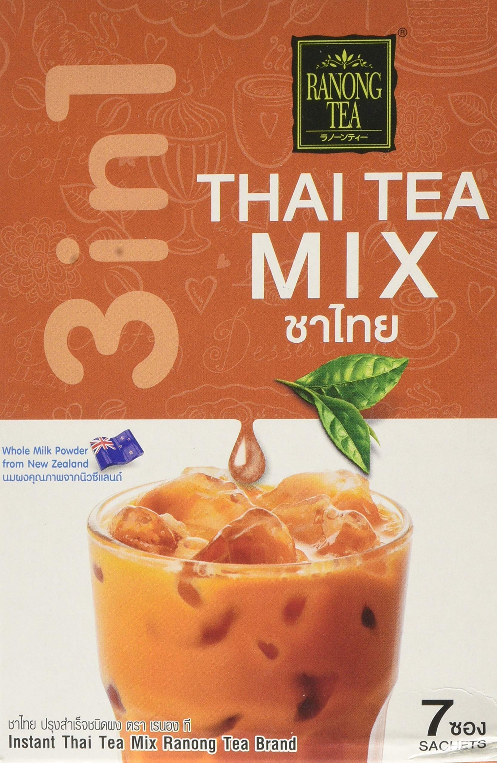 Ranong Tea 3 in 1 Thai Mix Powder - 7 Sachets (210g) | Hot or Cold Serve 1