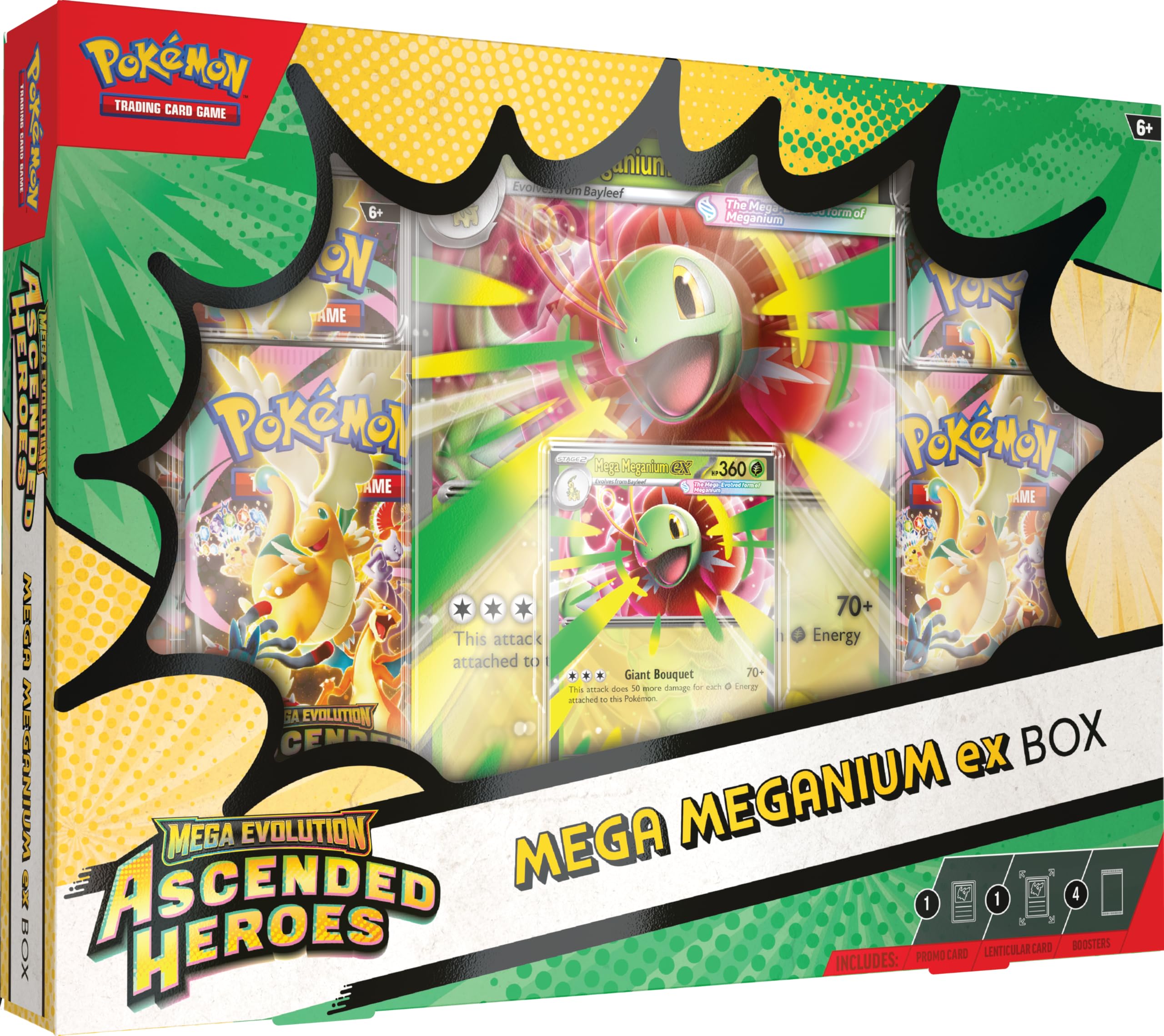 Pokémon TCG: Mega Evolution—Ascended Heroes Mega Meganium ex Box | 4 Booster Packs, Foil Promo Card