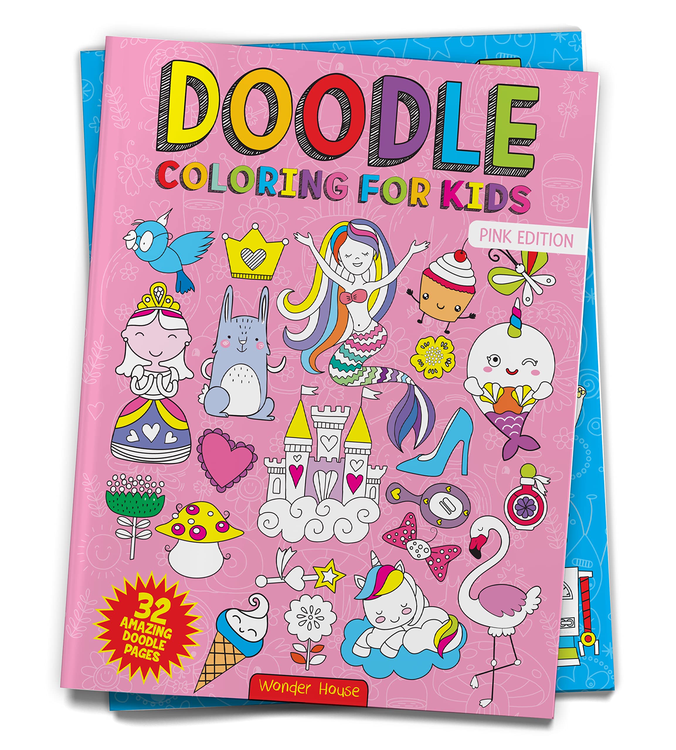 Wonder House Doodle Coloring For Kids - Pink Edition Coloring Book | Ages 3-8 | 32 Pages 2