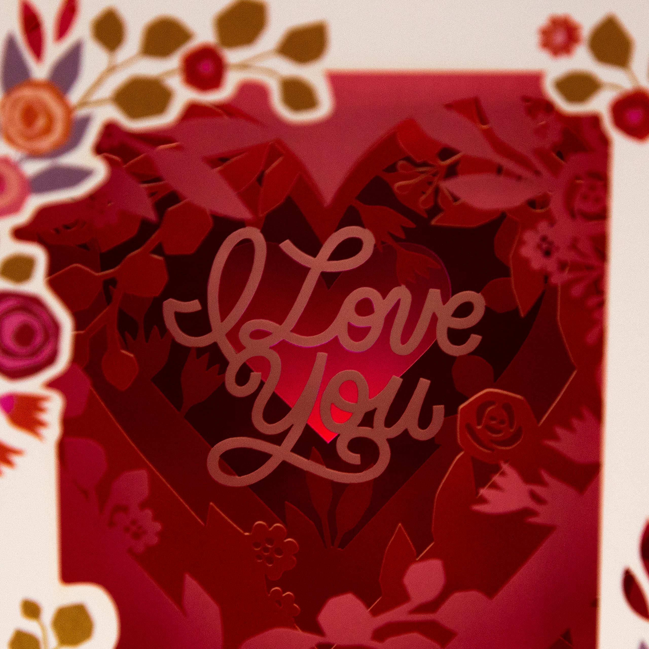 Hallmark Valentines Day 3D Pop Up Shadowbox Card with Music & Lights | Floral Hearts 4
