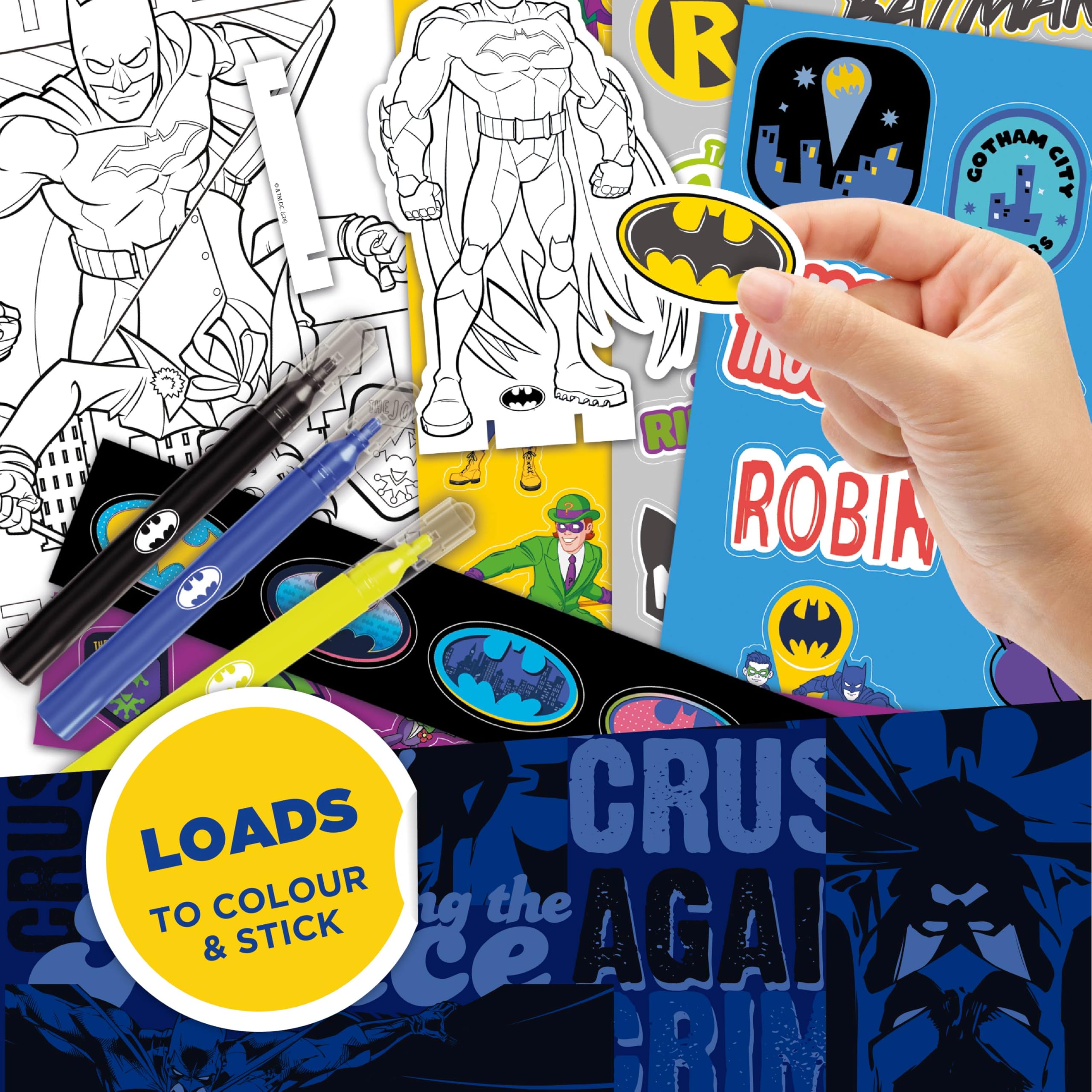 BLADEZ DC Batman Sticker Activity Set - 40+ Pieces | Travel Friendly | Includes Colouring & Pens 2