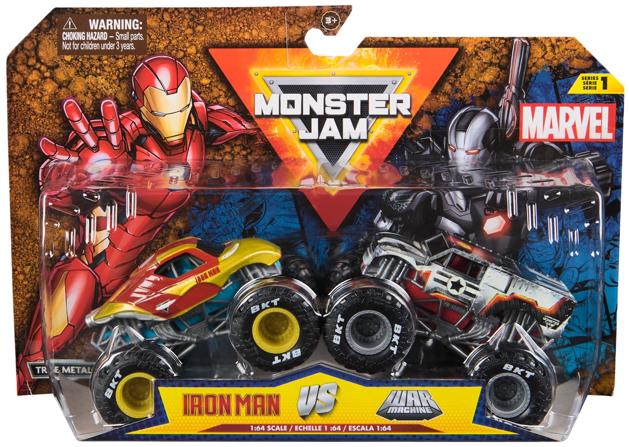 Monster Jam Marvel Iron Man vs War Machine Die-Cast Truck 2-Pack - 1:64 Scale 1