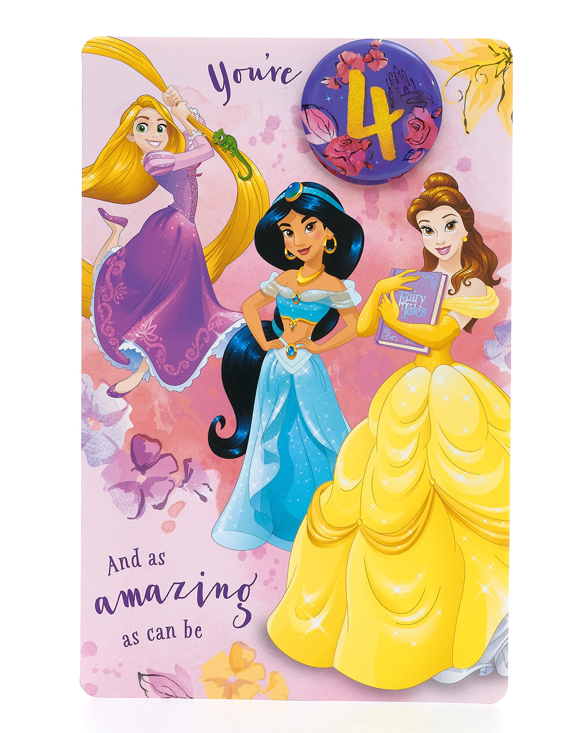 UK Greetings Disney Princess 4th Birthday Card - FSC Certified | 143 x 216 mm