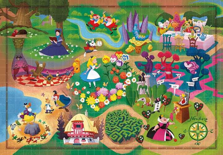 Clementoni Disney Maps Collection - Alice in Wonderland 1000-Piece Jigsaw Puzzle (39667)