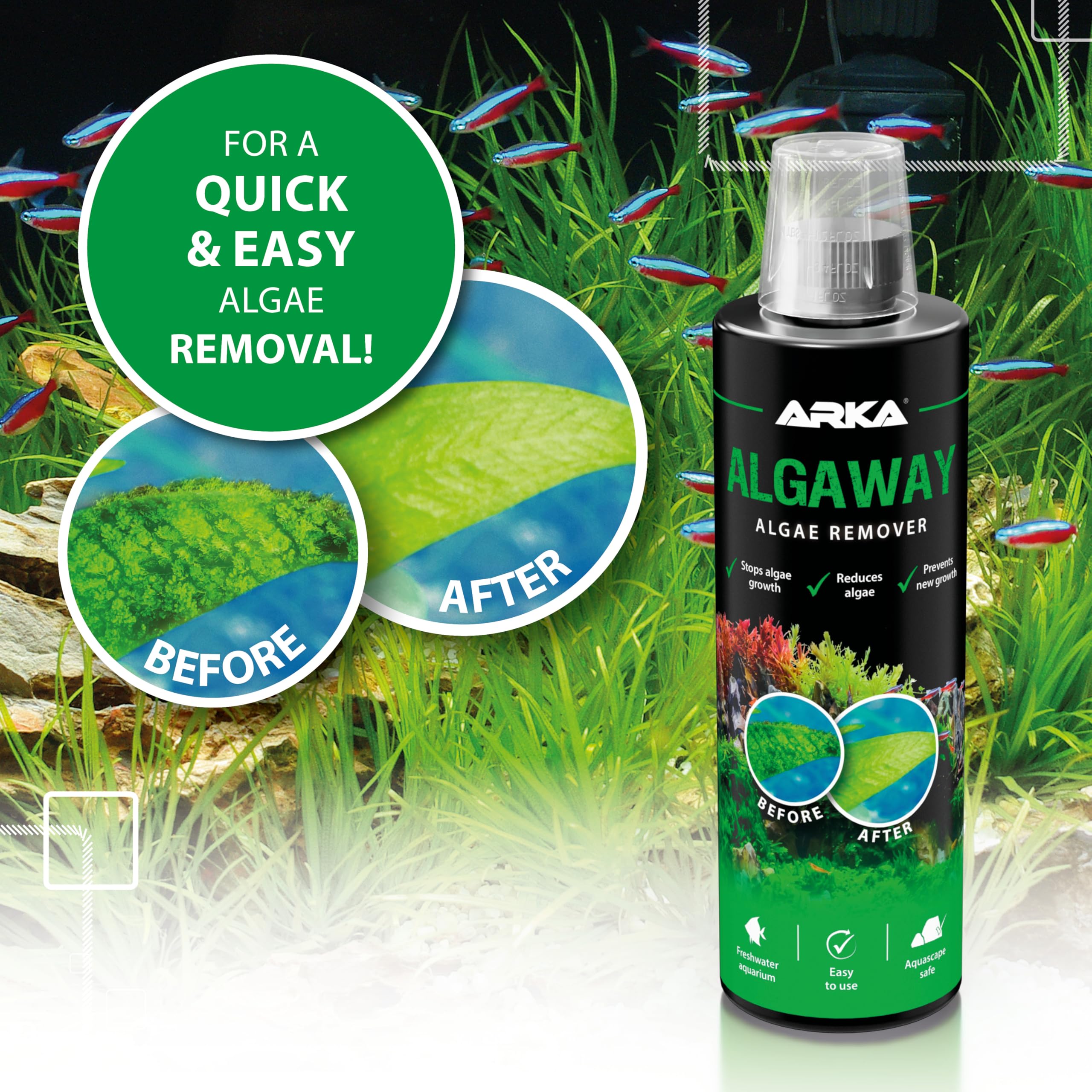ARKA Aquarium Algae Remover - Eliminates Green, Hair & Spot Algae | 118ml Liquid 6