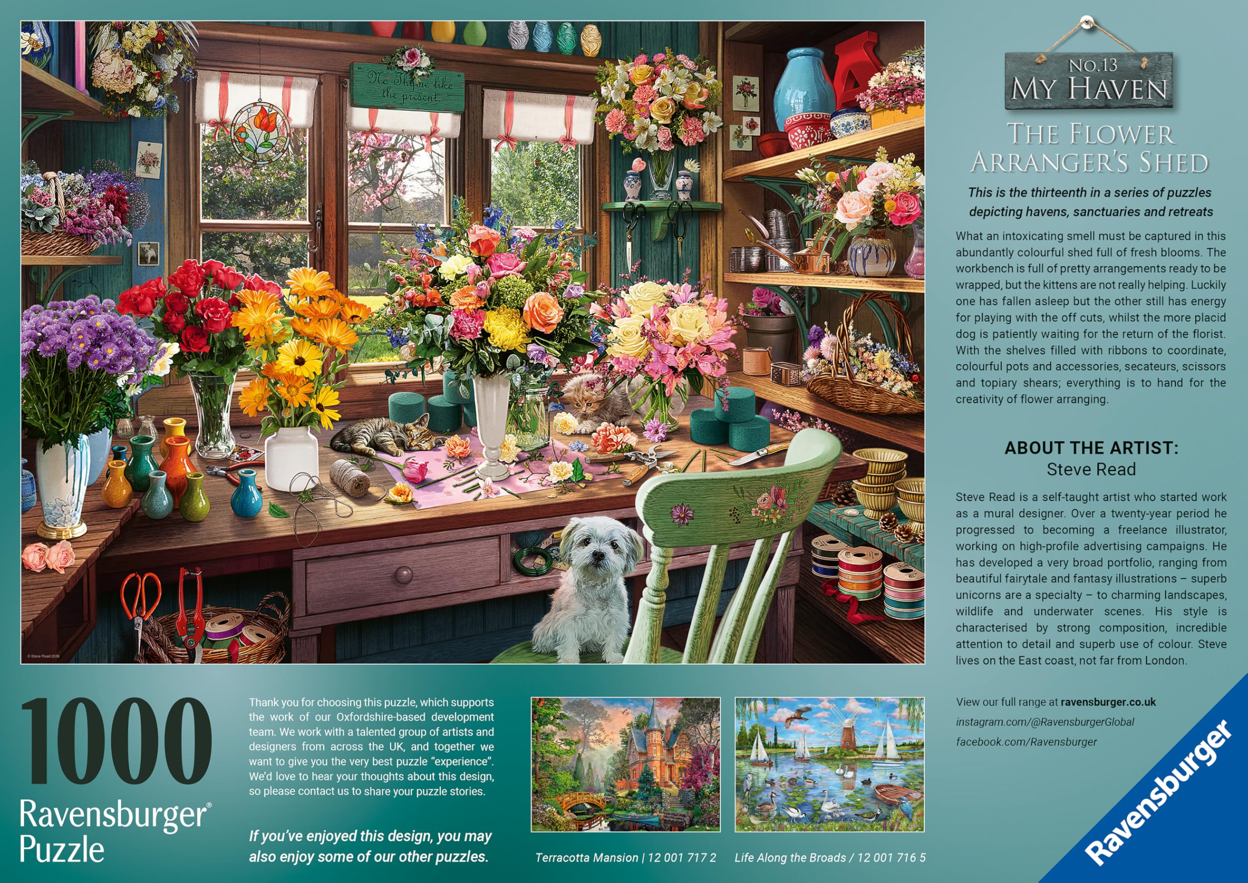 Ravensburger My Haven No.13 The Flower Arranger’s Shed Jigsaw Puzzle | 1000 Pieces | Adult/Ages 12+ 4