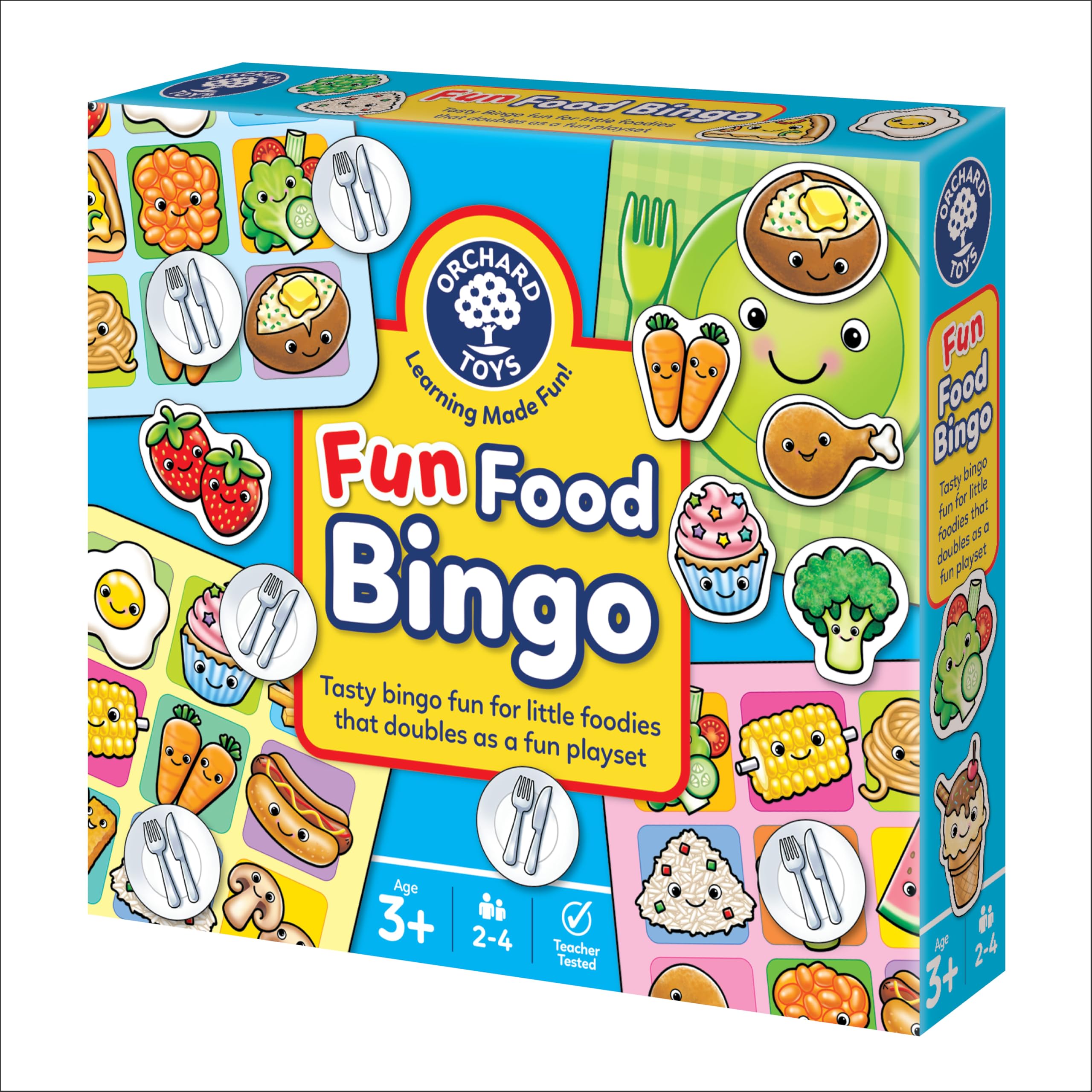 Orchard Toys Fun Food Bingo - Educational Matching Game for Ages 3+ | Includes 4 Double-Sided Boards