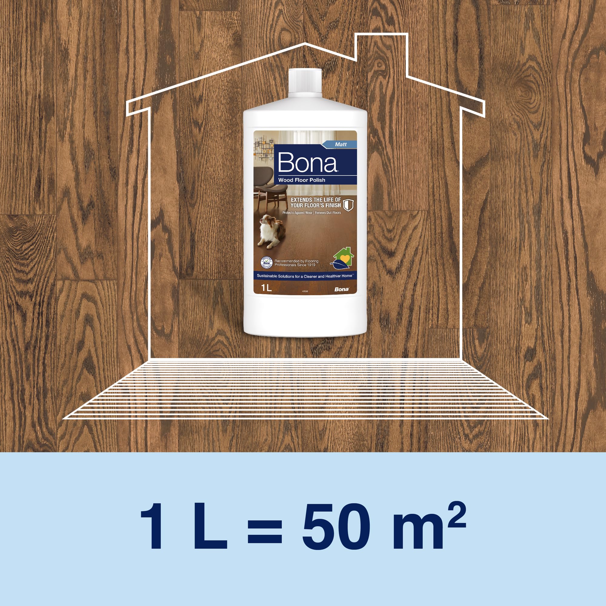 Bona Wood Floor Matt Polish - Protects Sealed Wood Floors | 1 Litre | Dries in 2 Hours 8