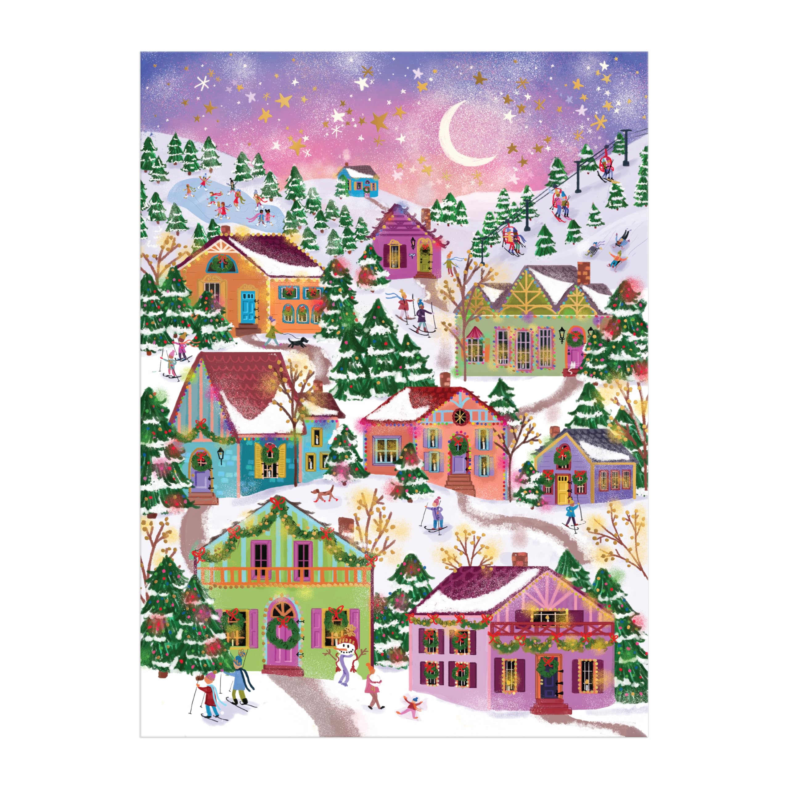 Galison Snowcap Village - 1000 Piece Foil Puzzle by Joy Laforme 8