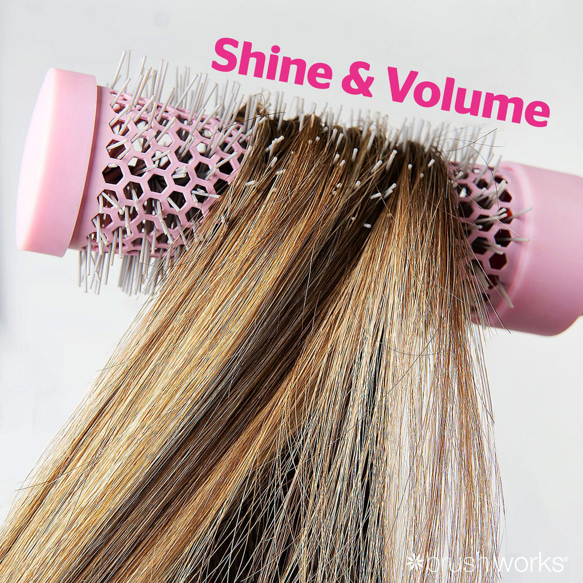 Brushworks Small Radial Vent Brush - Ceramic Barrel, Detangling, Curl Enhancing | Pink 3