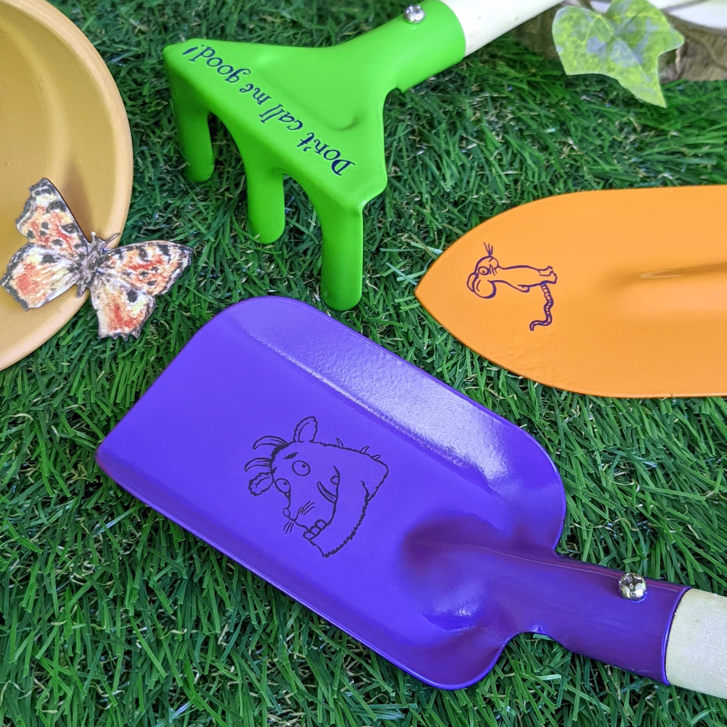 Robert Frederick Gruffalo Children's Garden Tool Set - 3 Piece Metal Tools with Wooden Handles | Multicoloured 4