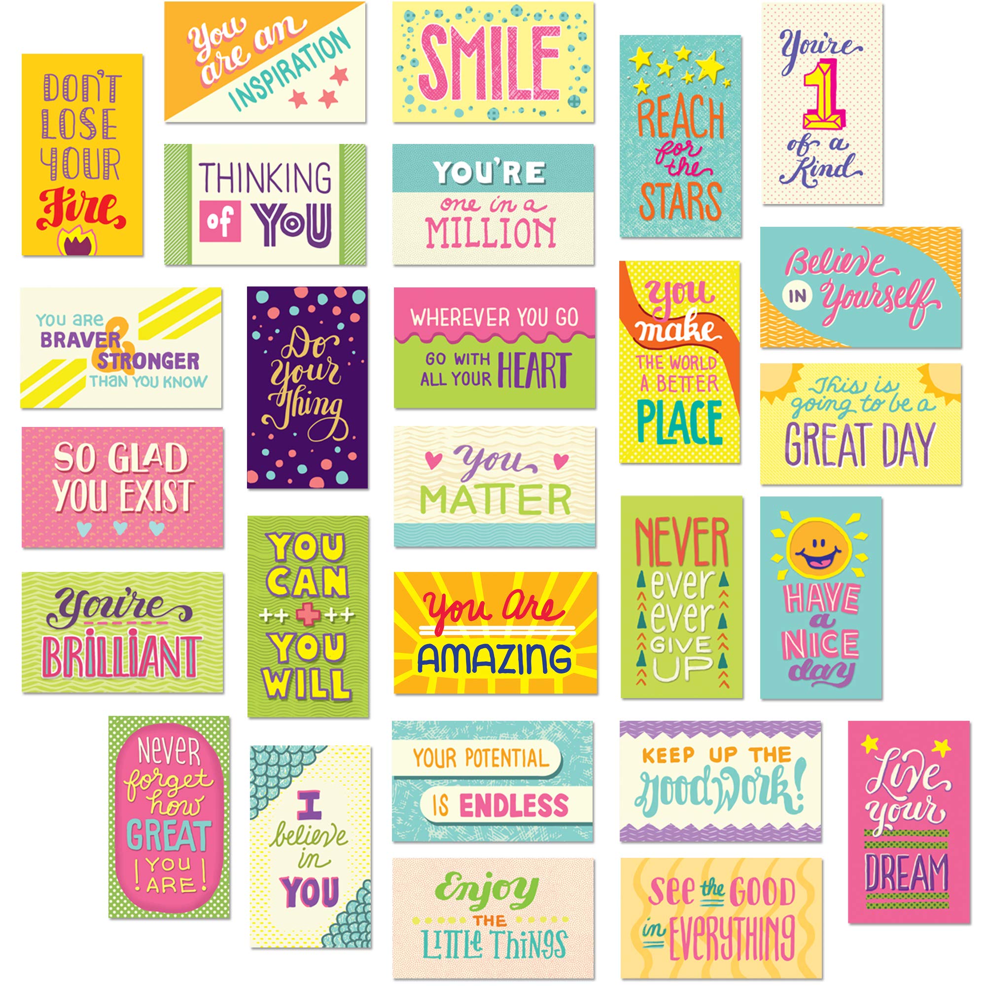Youngever 300 Pack Motivational Quote Cards - Business Card Size | 100 Unique Designs