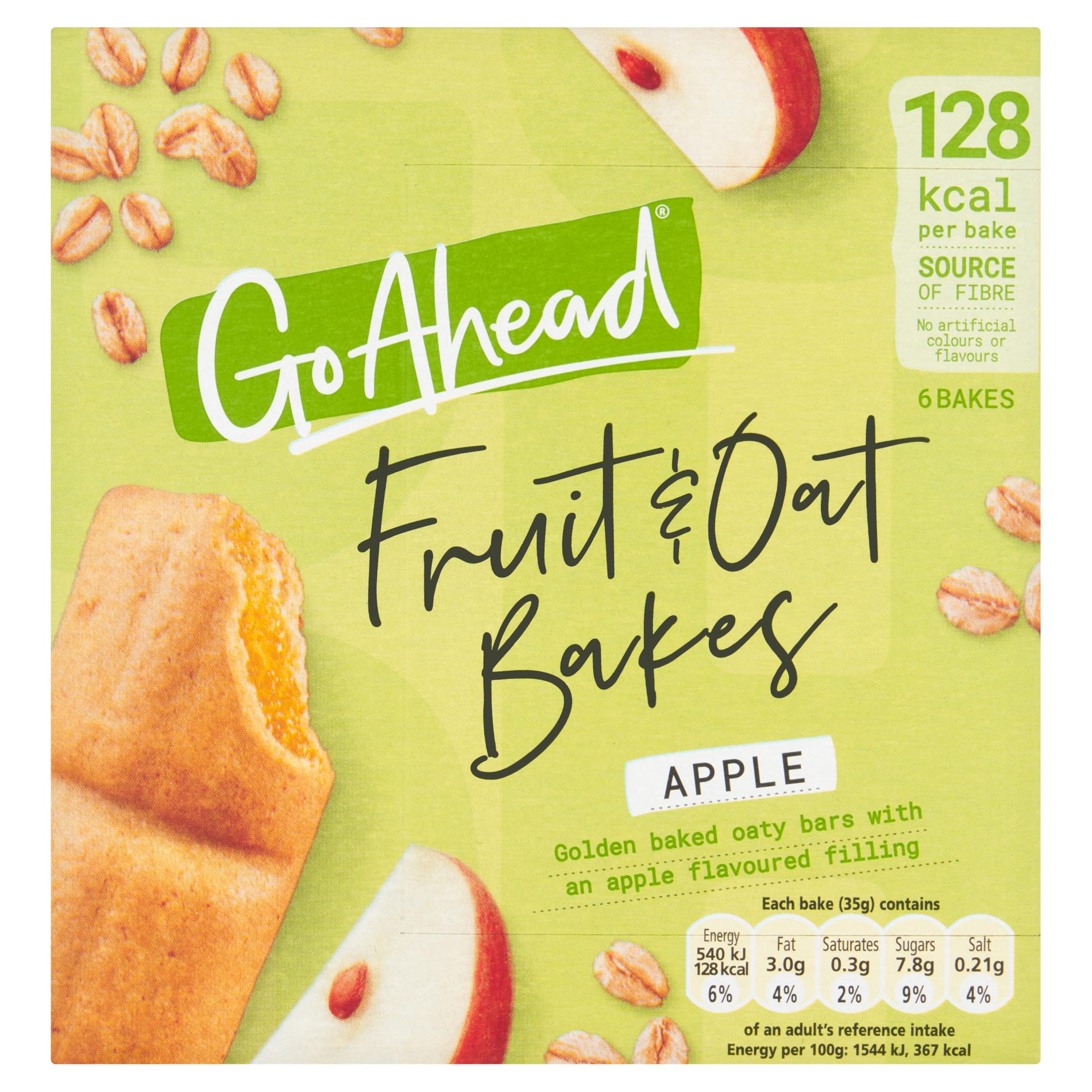 Go Ahead Apple Fruit & Oat Bakes - High Fibre, Low Calorie Snack | 6 Count, 210g 1