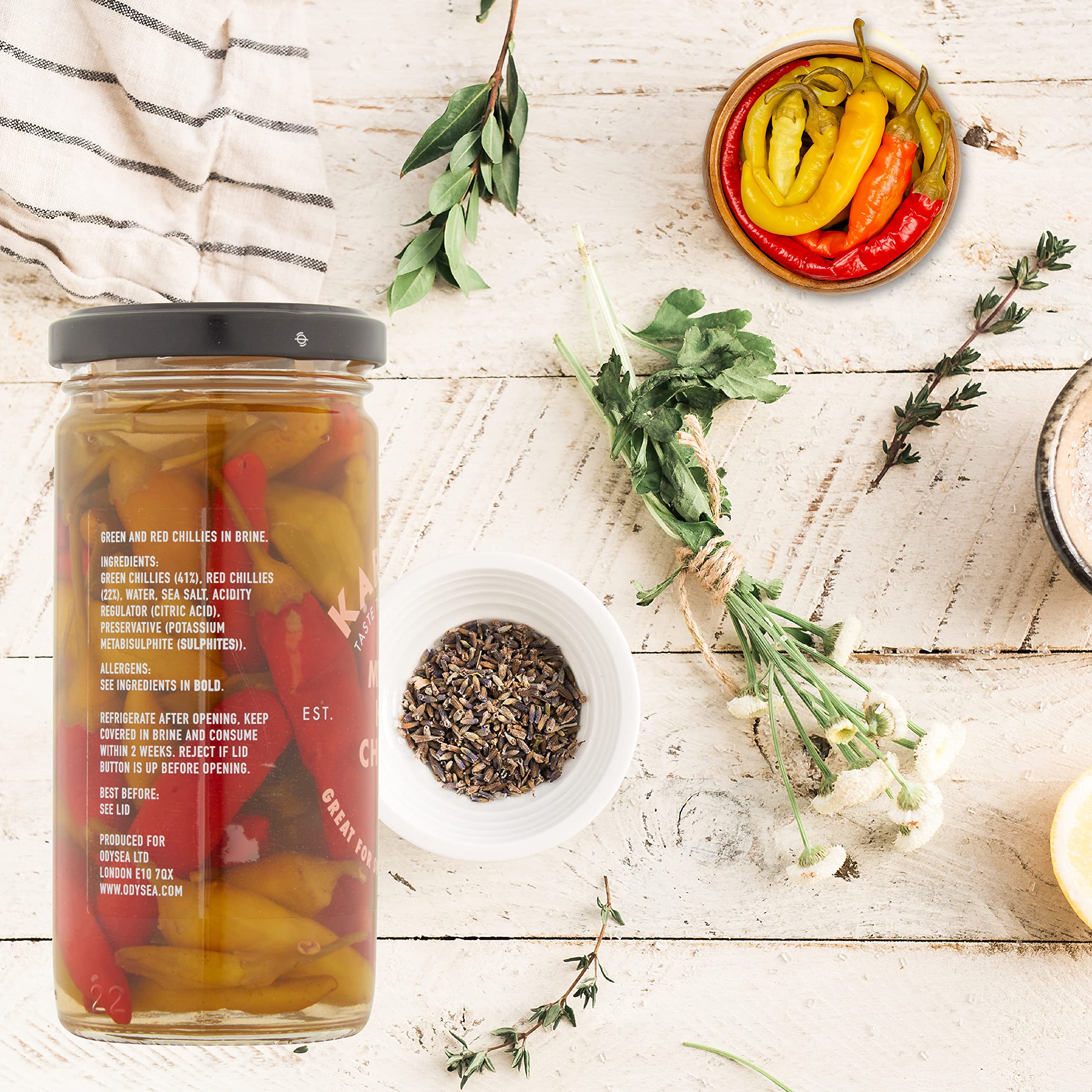 Karyatis Mixed Hot Chillies in Brine, Glass Jar, 205 g 3