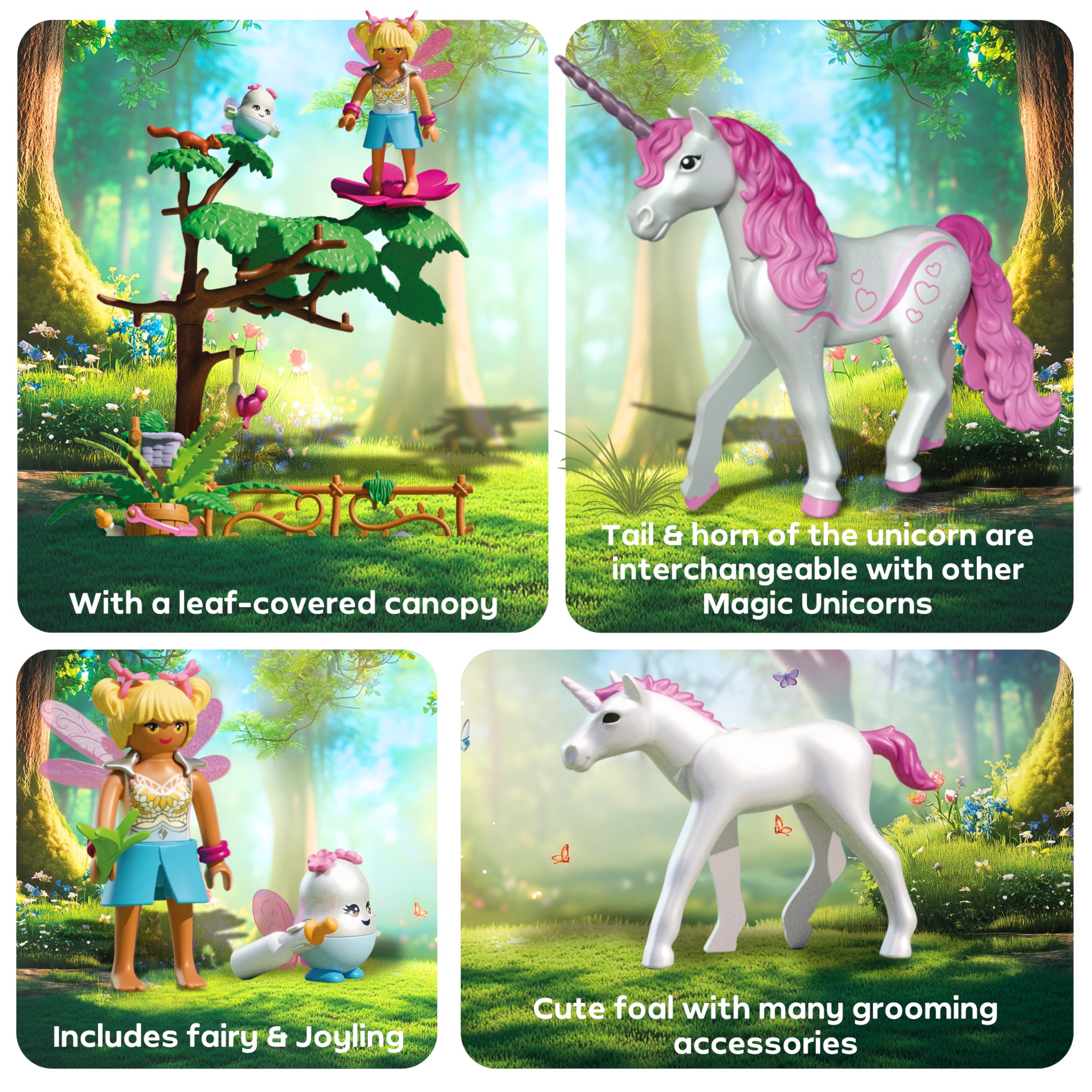 Playmobil Magic Unicorns Enchanting Stable Playset - Unicorn Mom and Foal with Fairy & Joyling Figures 11