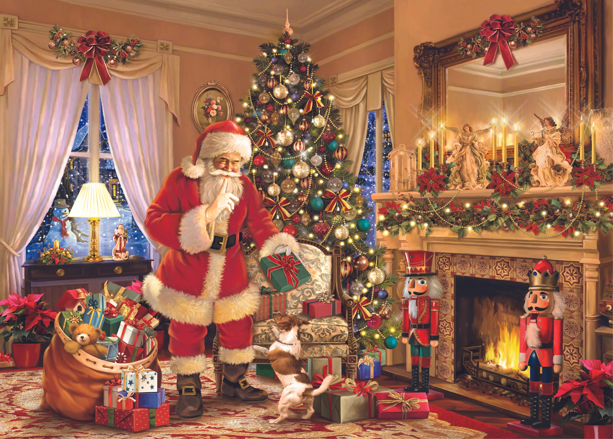 Mr. Broccoli Christmas Puzzle 1000 Pieces - Santa Claus with Gifts by Fireplace 4