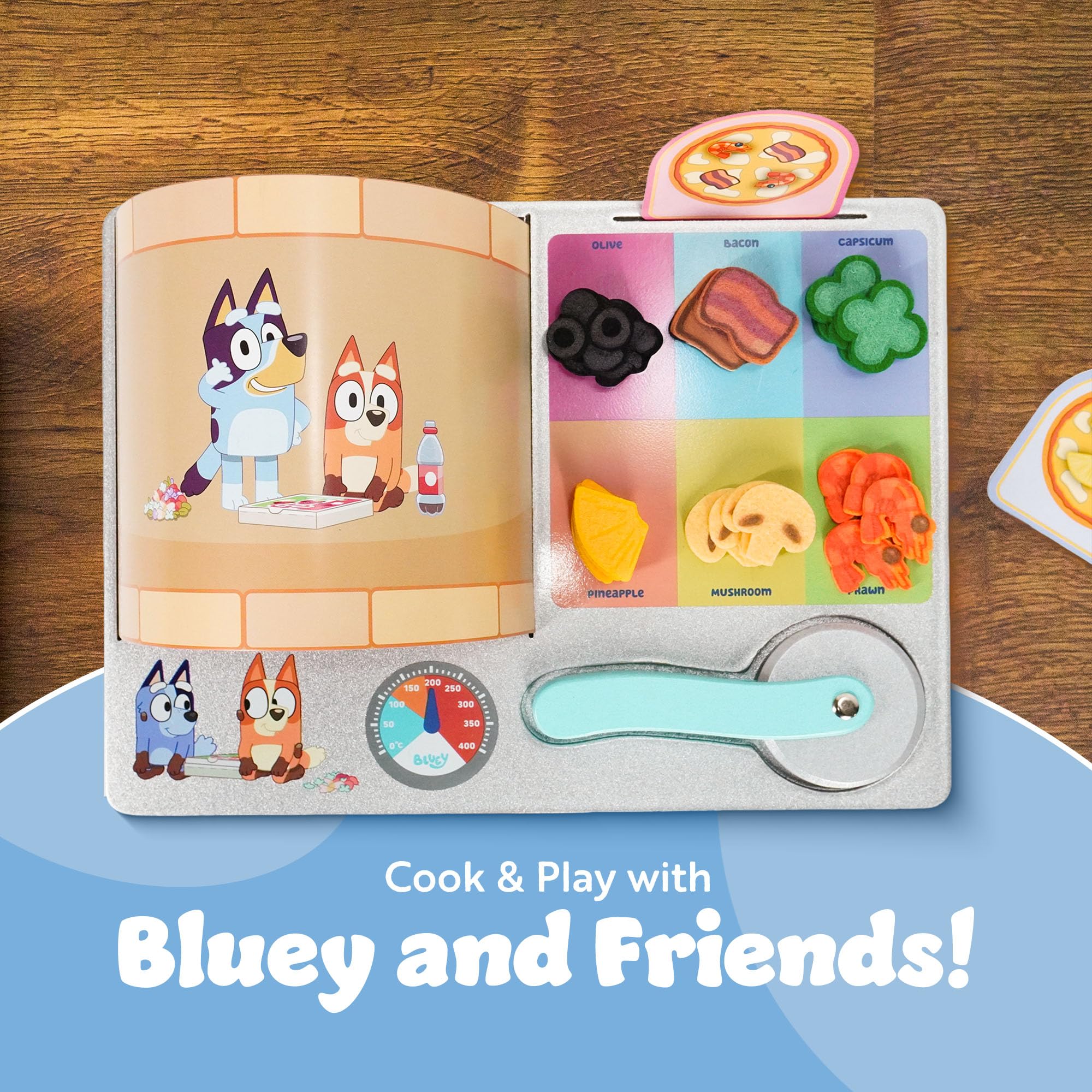 Bluey Pizza Girls Set - 35-Piece Wooden Pretend Play Food Set 13